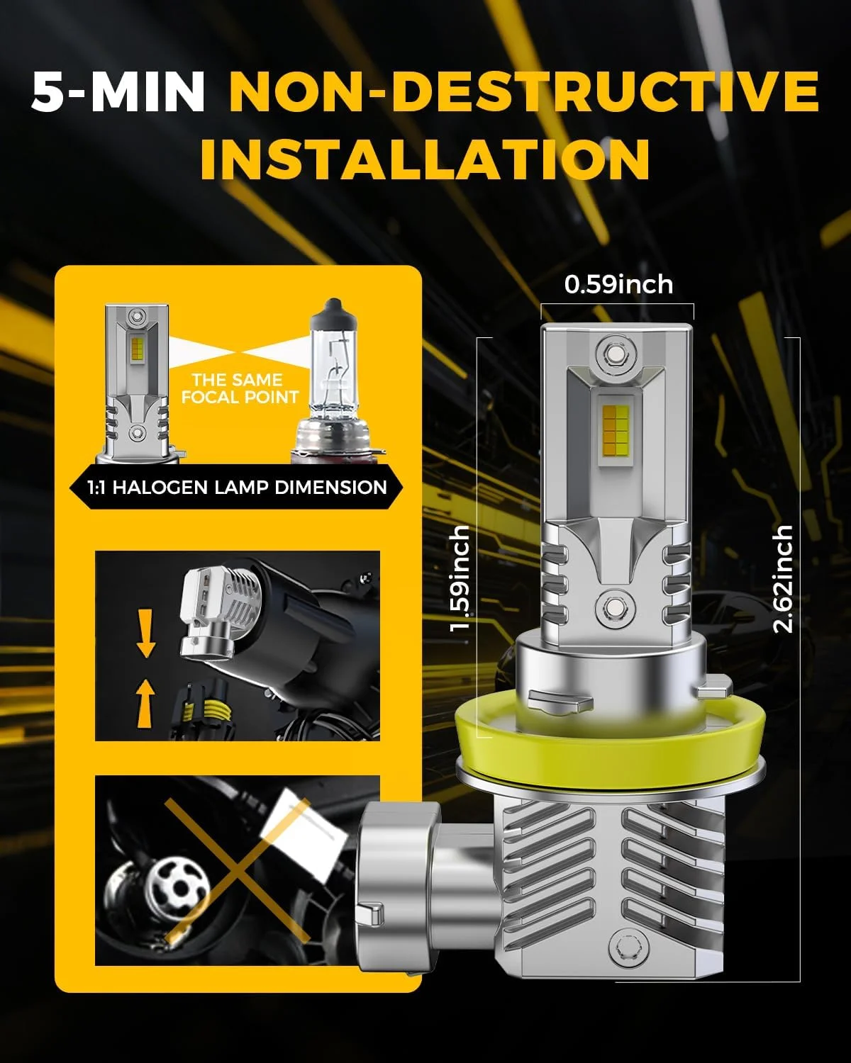 چراغ مه شکن ال ای دی BMT xms H8 H11 H16، تغییر رنگ بین سفید 6500K و زرد کهربایی 3000K، چراغ های رانندگی دو رنگ سفید و زرد، بسته 2 عددی