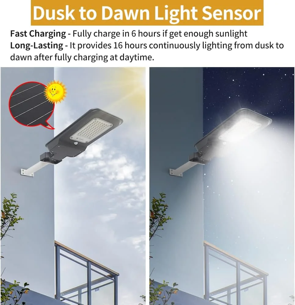 چراغ خیابانی خورشیدی 400 وات BAIAN، چراغ های LED خورشیدی از غروب تا سحر با سنسور حرکتی و کنترل از راه دور برای پارکینگ، حیاط، استادیوم، گاراژ چراغ خیابانی خورشیدی 400 وات BAIAN، چراغ های LED خورشیدی از غروب تا سحر با سنسور حرکتی و کنترل از راه دور برای پارکینگ، حیاط، استادیوم، گاراژ