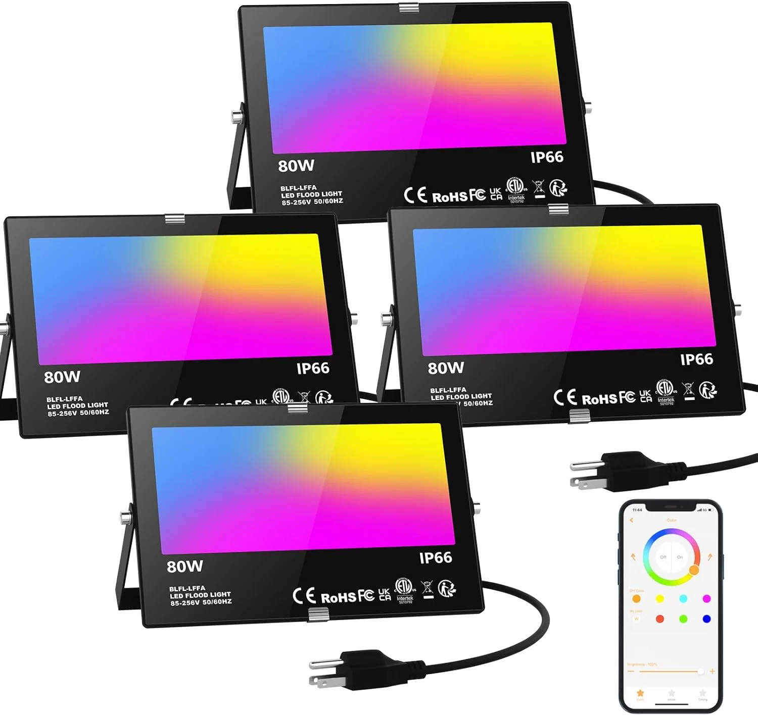 چراغ پروژکتور ال ای دی مناسب فضای باز معادل 800 وات 8000 لومن، نورپردازی هوشمند RGB با قابلیت تغییر رنگ با کنترل از طریق اپلیکیشن، ضد آب IP66 نور روز 5700K دارای 23 حالت نورپردازی دیوار مناسب باغ و استیج 4 عددی چراغ پروژکتور ال ای دی مناسب فضای باز معادل 800 وات 8000 لومن، نورپردازی هوشمند RGB با قابلیت تغییر رنگ با کنترل از طریق اپلیکیشن، ضد آب IP66 نور روز 5700K دارای 23 حالت نورپردازی دیوار مناسب باغ و استیج 4 عددی