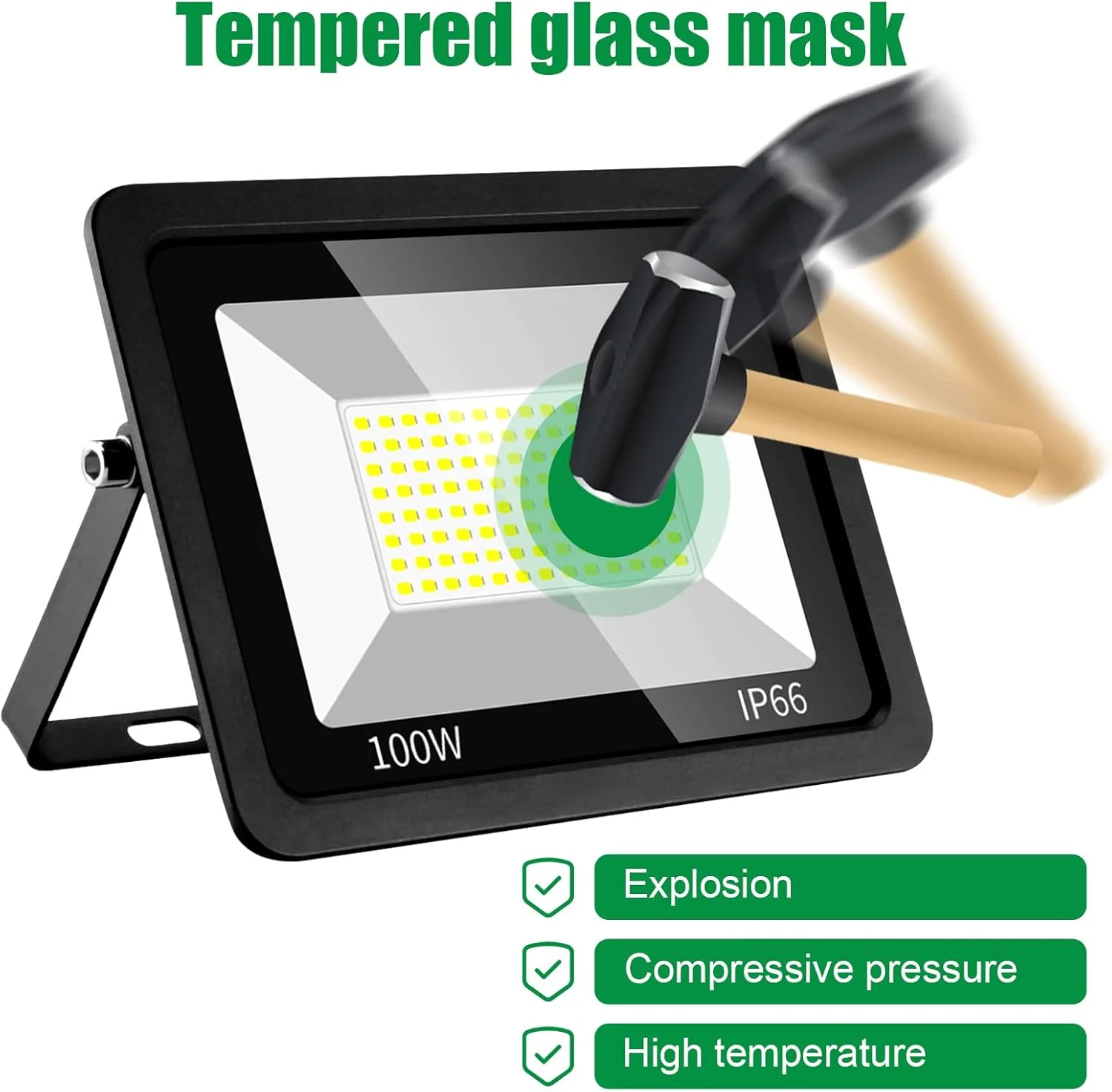 پروژکتور ال ای دی 100 وات مناسب فضای باز، چراغ کار ال ای دی 1000 لومن 6500K نور سفید روز، ضد آب IP66 برای فضای داخلی و خارجی، ورودی ها، حیاط، باغ، گاراژ، کارگاه، زمین بازی پروژکتور ال ای دی 100 وات مناسب فضای باز، چراغ کار ال ای دی 1000 لومن 6500K نور سفید روز، ضد آب IP66 برای فضای داخلی و خارجی، ورودی ها، حیاط، باغ، گاراژ، کارگاه، زمین بازی