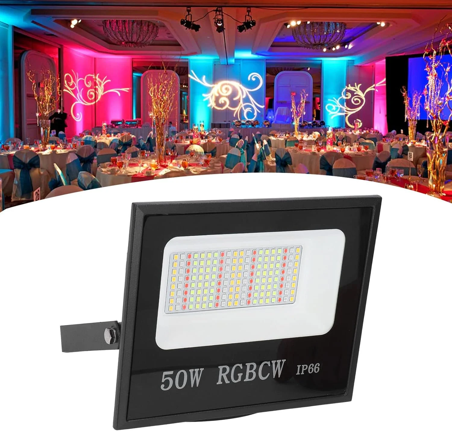 نورافکن LED چند رنگ با قابلیت تنظیم زمان، دارای حباب شیشه ای حرارت دیده مناسب برای مراسم نورافکن LED چند رنگ با قابلیت تنظیم زمان، دارای حباب شیشه ای حرارت دیده مناسب برای مراسم