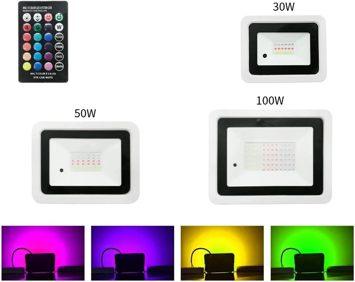 چراغ پروژکتور ال ای دی، چراغ پروژکتور ال ای دی RGB 30W 50W 100W IP68 چراغ بازتابنده نورافکن بیرونی با کنترل از راه دور رنگی مناسب برای گاراژ، باغ، نصب آسان (مشکی 30W با جعبه) چراغ پروژکتور ال ای دی، چراغ پروژکتور ال ای دی RGB 30W 50W 100W IP68 چراغ بازتابنده نورافکن بیرونی با کنترل از راه دور رنگی مناسب برای گاراژ، باغ، نصب آسان (مشکی 30W با جعبه)