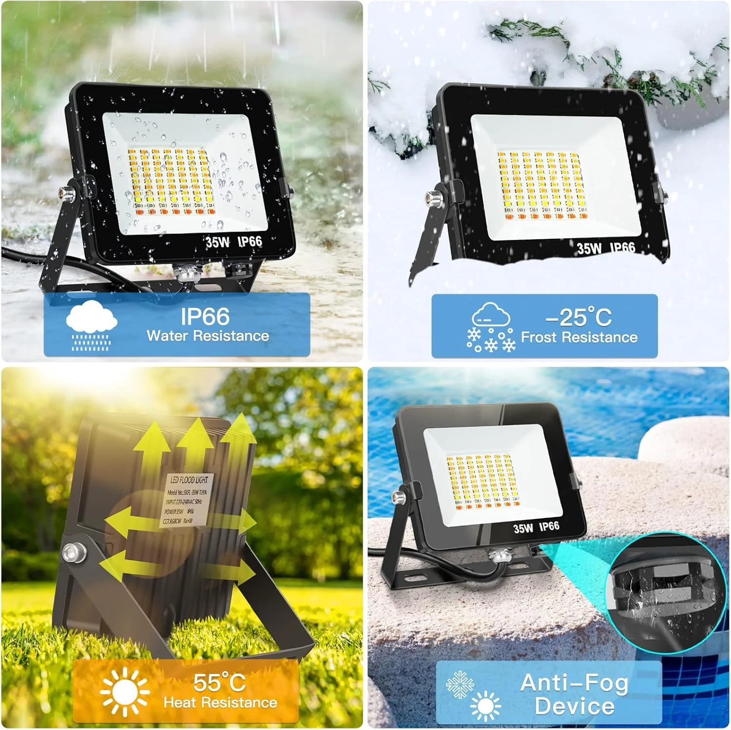 پروژکتور ال ای دی 35 وات RGB هوشمند با قابلیت تغییر رنگ، کنترل از طریق اپلیکیشن بلوتوث، ضد آب IP66 و نورپردازی قابل تنظیم برای دکوراسیون استیج، محوطه و باغ، دوشاخه UK (تک عددی) پروژکتور ال ای دی 35 وات RGB هوشمند با قابلیت تغییر رنگ، کنترل از طریق اپلیکیشن بلوتوث، ضد آب IP66 و نورپردازی قابل تنظیم برای دکوراسیون استیج، محوطه و باغ، دوشاخه UK (تک عددی)