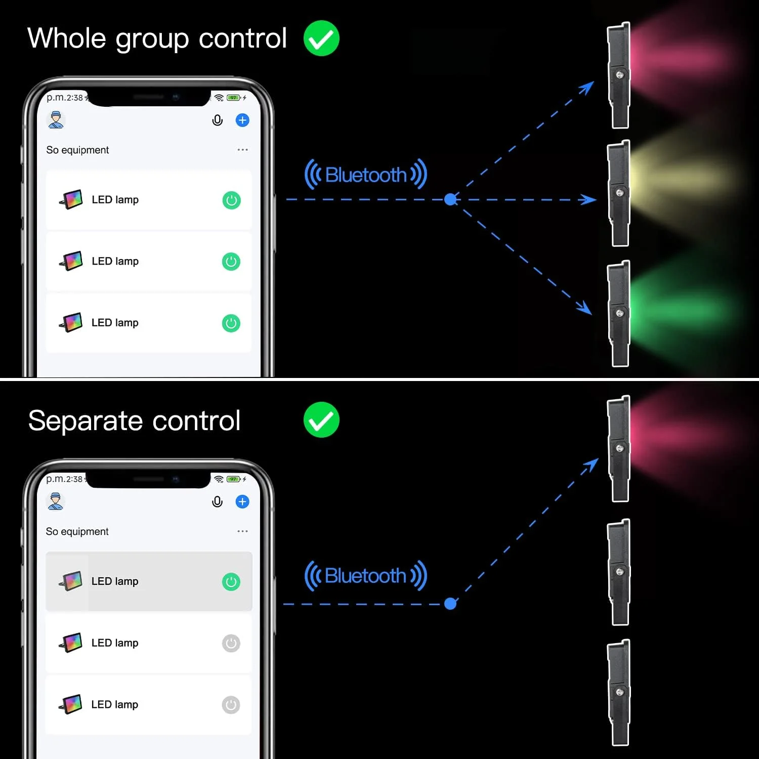 پروژکتور ال ای دی 35 وات RGB هوشمند با قابلیت تغییر رنگ، کنترل از طریق اپلیکیشن بلوتوث، ضد آب IP66 و نورپردازی قابل تنظیم برای دکوراسیون استیج، محوطه و باغ، دوشاخه UK (تک عددی) پروژکتور ال ای دی 35 وات RGB هوشمند با قابلیت تغییر رنگ، کنترل از طریق اپلیکیشن بلوتوث، ضد آب IP66 و نورپردازی قابل تنظیم برای دکوراسیون استیج، محوطه و باغ، دوشاخه UK (تک عددی)