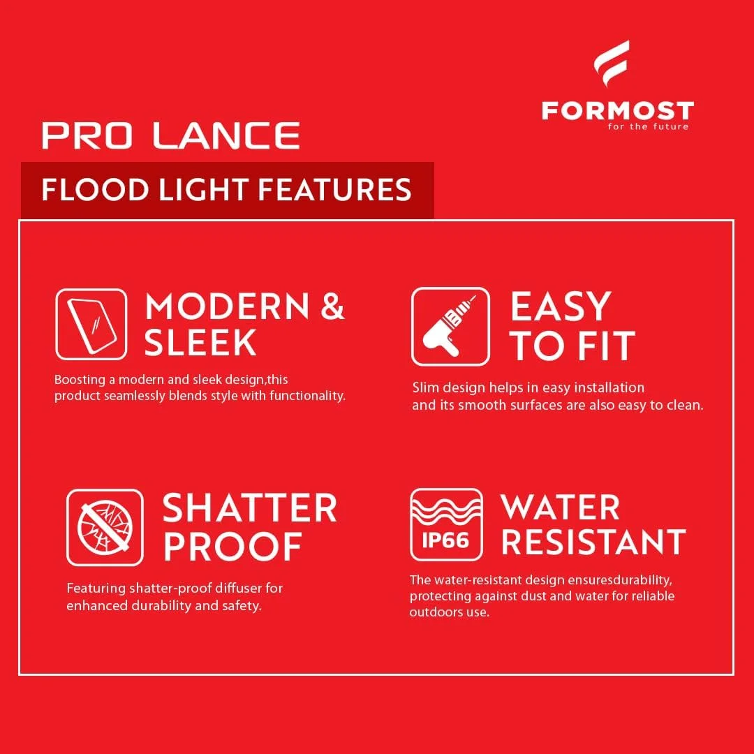 چراغ پروژکتور ال ای دی 200 وات FORMOST Pro-Lance، مقاوم در برابر آب IP66، خروجی نور روشن، روشنایی فضای باز برای انبارها/ورودی ها/باغ ها (بسته 1 عددی) چراغ پروژکتور ال ای دی 200 وات FORMOST Pro-Lance، مقاوم در برابر آب IP66، خروجی نور روشن، روشنایی فضای باز برای انبارها/ورودی ها/باغ ها (بسته 1 عددی)