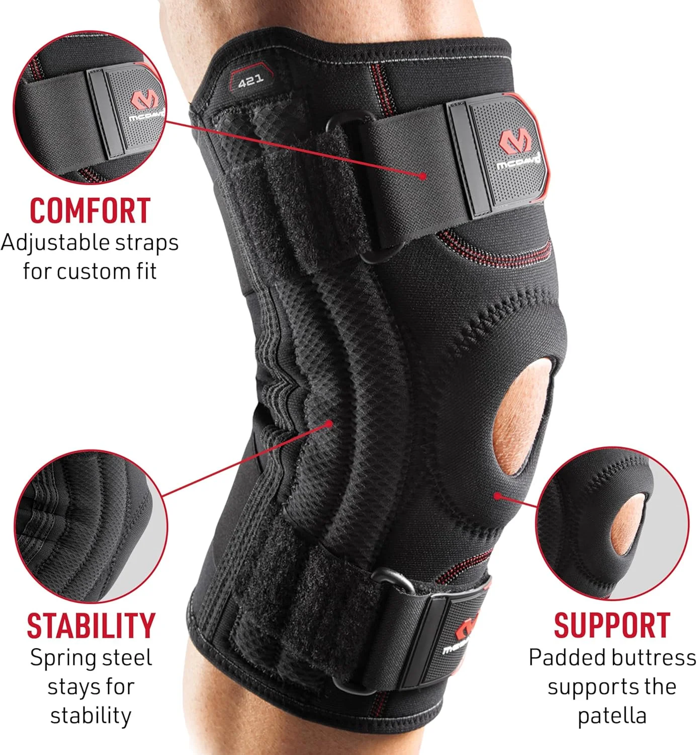 زانوبند مک‌دیوید با فنرهای فولادی | پشتیبانی - طراحی شده برای ورزش