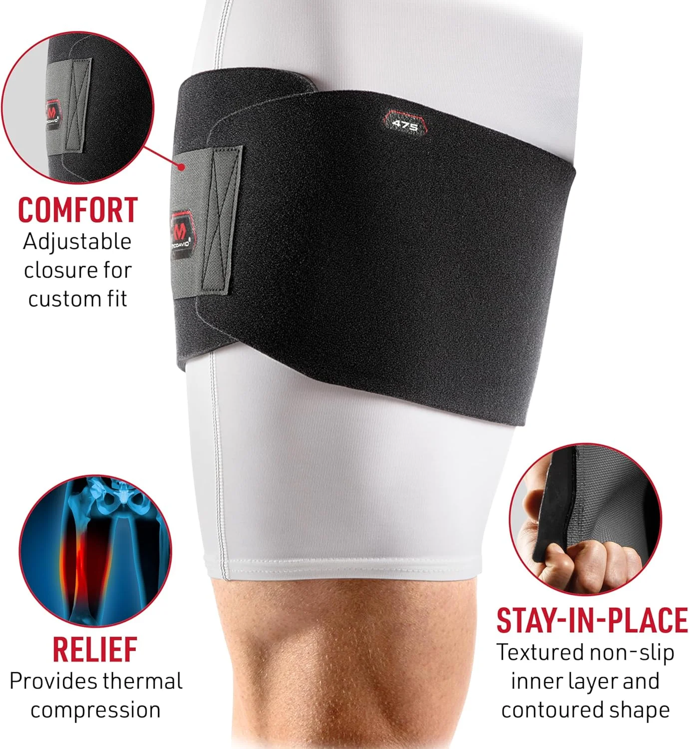 محافظ کشاله ران قابل تنظیم مک‌دیوید مدل 475R-Bk، مشکی، سایز آزاد