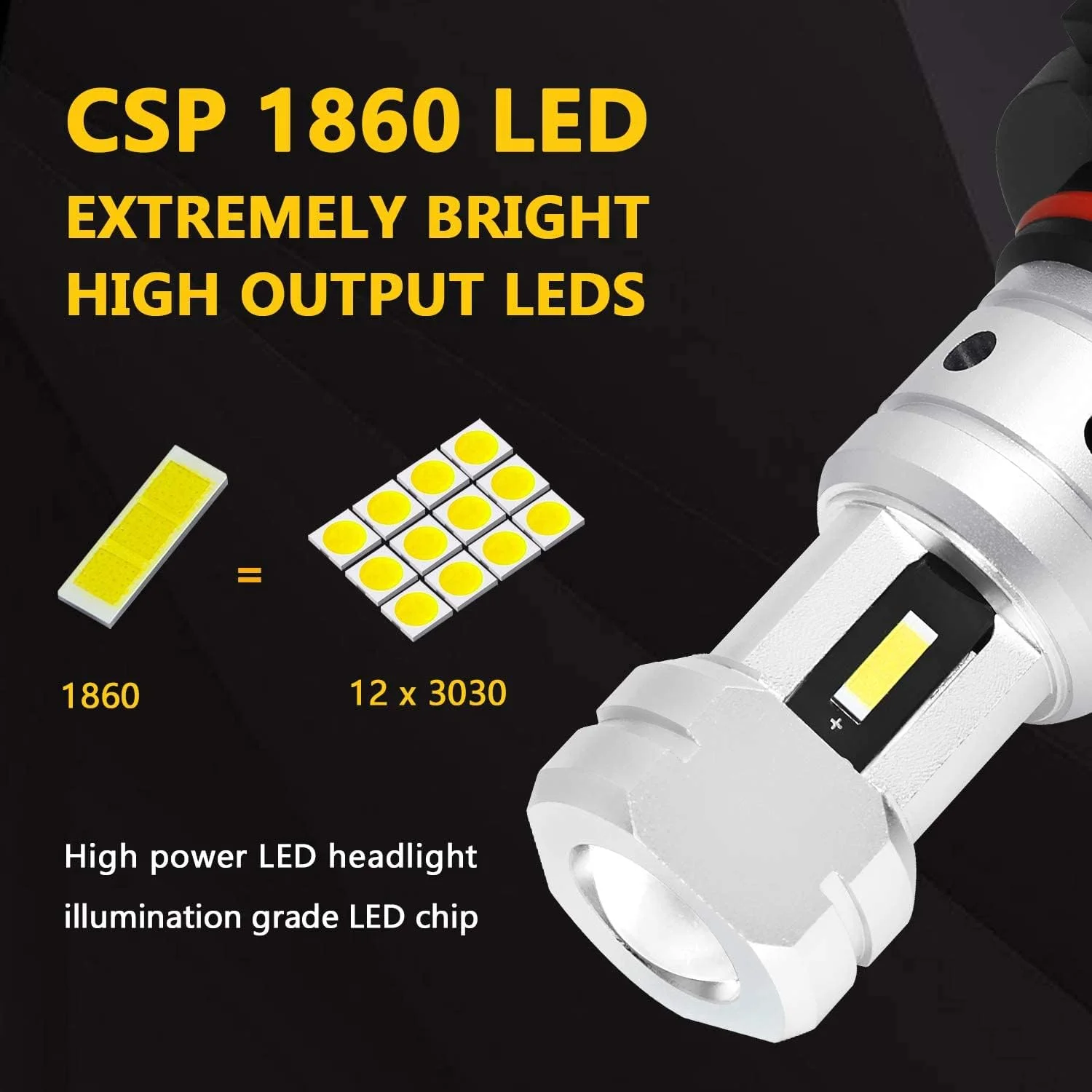 لامپ های ال ای دی چراغ مه شکن MAKINGTEC 3800 لومن 9006، جایگزین لامپ ال ای دی CSP HB4 فوق العاده روشن برای خودرو و کامیون، 6000K زنون سفید