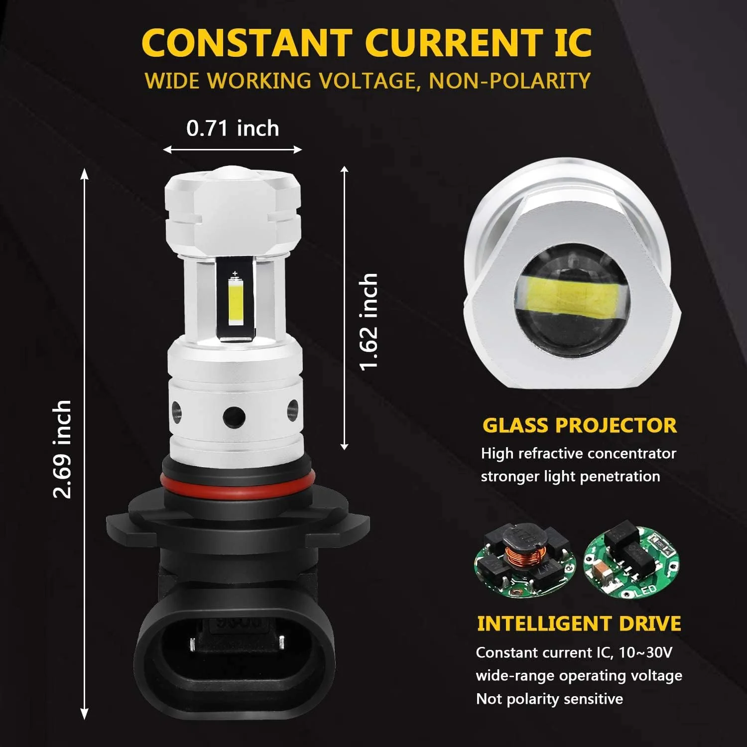 لامپ های ال ای دی چراغ مه شکن MAKINGTEC 3800 لومن 9006، جایگزین لامپ ال ای دی CSP HB4 فوق العاده روشن برای خودرو و کامیون، 6000K زنون سفید