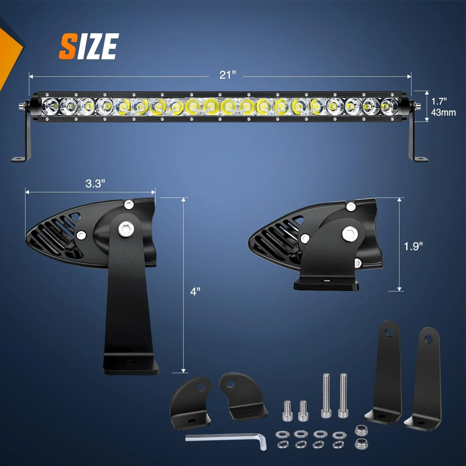 چراغ LED نیلايت، 21 اینچ، 100 وات، ترکیبی نقطه ای و سیلابی، فوق العاده باریک، 9000 لومن، چراغ رانندگی LED سه بعدی مناسب برای آفرود به همراه کیت سیم کشی تک سیمه، مناسب برای کامیون، پیکاپ، SUV، ATV، UTV، قایق، ون، کمپر و خودروهای 4x4 چراغ LED نیلايت، 21 اینچ، 100 وات، ترکیبی نقطه ای و سیلابی، فوق العاده باریک، 9000 لومن، چراغ رانندگی LED سه بعدی مناسب برای آفرود به همراه کیت سیم کشی تک سیمه، مناسب برای کامیون، پیکاپ، SUV، ATV، UTV، قایق، ون، کمپر و خودروهای 4x4