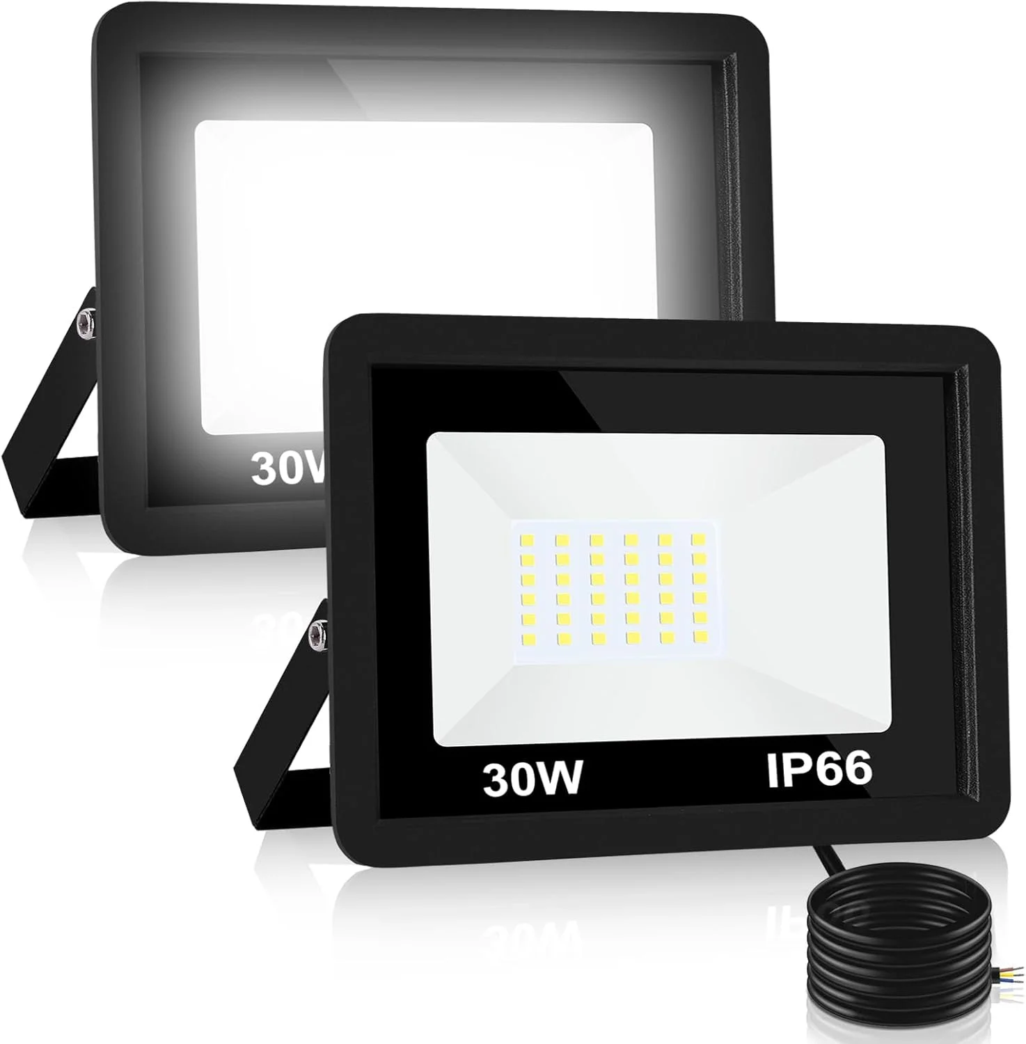 چراغ پروژکتور ال ای دی 30 وات مناسب فضای باز، چراغ کار ال ای دی، پروژکتور ضد آب IP66، نور امنیتی 6500K بسته 2 عددی برای حیاط، باغ، استادیوم، گاراژ، زمین بازی چراغ پروژکتور ال ای دی 30 وات مناسب فضای باز، چراغ کار ال ای دی، پروژکتور ضد آب IP66، نور امنیتی 6500K بسته 2 عددی برای حیاط، باغ، استادیوم، گاراژ، زمین بازی