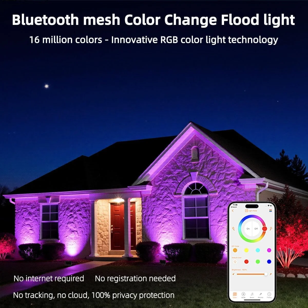 چراغ پروژکتور ال ای دی 80 وات ILC، 8000 لومن، تغییر رنگ RGB در فضای باز، پروژکتورهای هوشمند RGBW 2700K سفید گرم و 16 میلیون رنگ، 20 حالت، گروه بندی، زمان بندی، ضد آب IP66 (2 عدد) چراغ پروژکتور ال ای دی 80 وات ILC، 8000 لومن، تغییر رنگ RGB در فضای باز، پروژکتورهای هوشمند RGBW 2700K سفید گرم و 16 میلیون رنگ، 20 حالت، گروه بندی، زمان بندی، ضد آب IP66 (2 عدد)