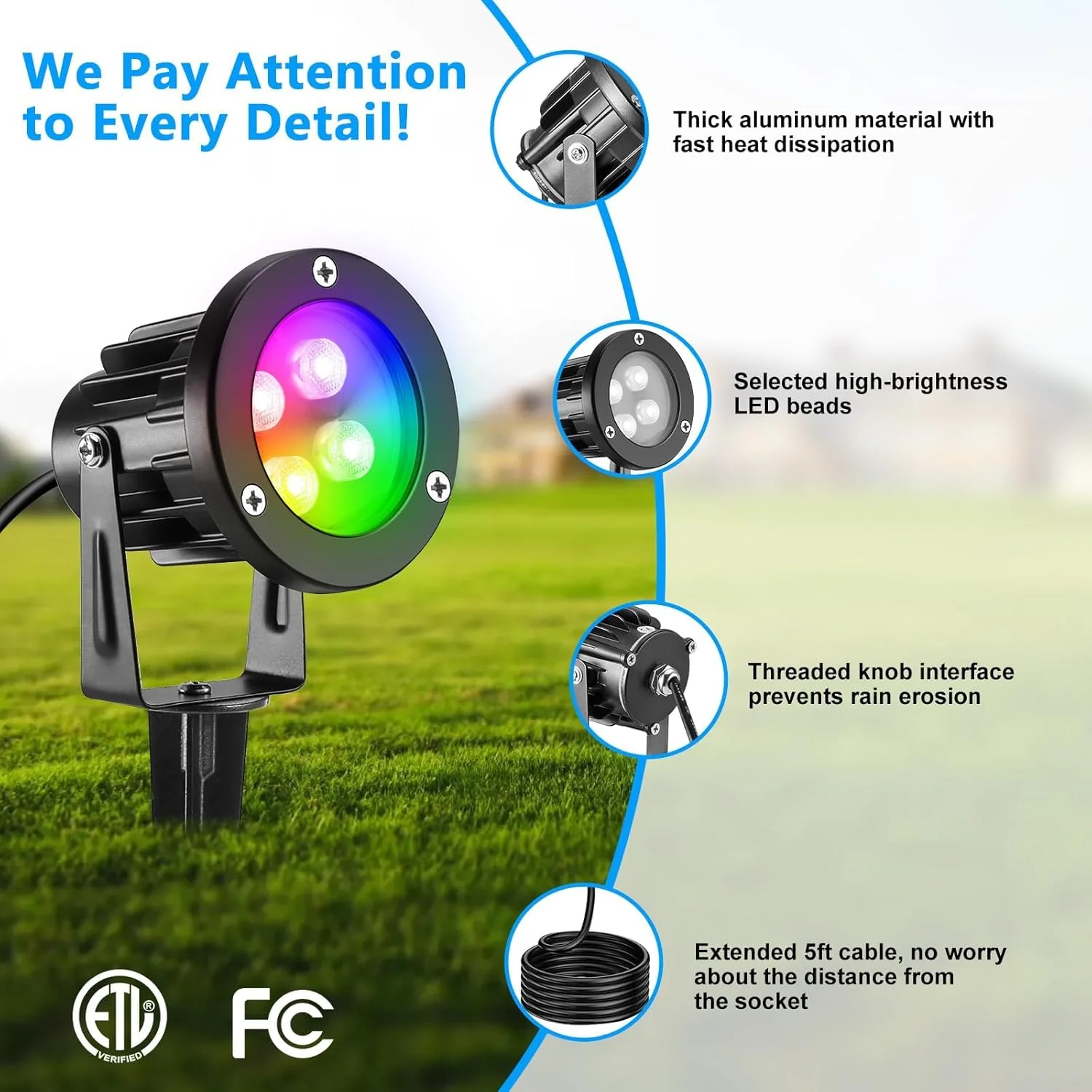 چراغ چمنی LED مدل OurLeeme، چراغ های نقطه ای RGB، چراغ باغی ضد آب 8 وات با کنترل از راه دور، چراغ های محوطه سازی 2 در 1 برای پاسیو، مسیر، راهرو 85-265 ولت (1 عدد) چراغ چمنی LED مدل OurLeeme، چراغ های نقطه ای RGB، چراغ باغی ضد آب 8 وات با کنترل از راه دور، چراغ های محوطه سازی 2 در 1 برای پاسیو، مسیر، راهرو 85-265 ولت (1 عدد)