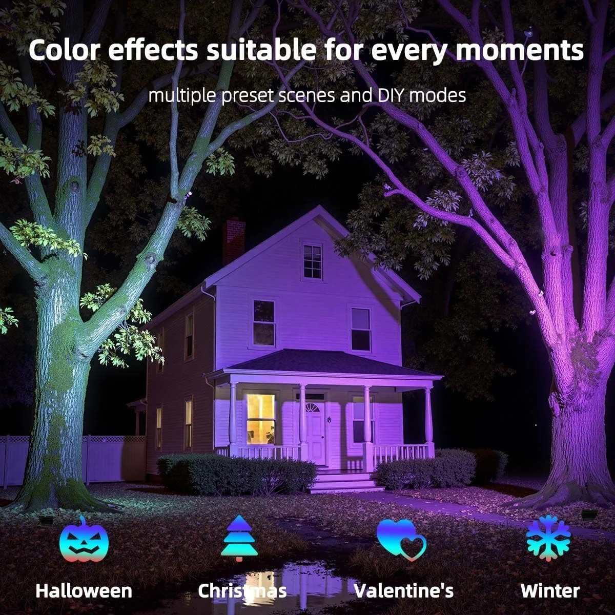 چراغ پروژکتور ال ای دی 80 وات ILC، 8000 لومن، تغییر رنگ RGB در فضای باز، پروژکتورهای هوشمند RGBW 2700K سفید گرم و 16 میلیون رنگ، 20 حالت، گروه بندی، زمان بندی، ضد آب IP66 (2 عدد) چراغ پروژکتور ال ای دی 80 وات ILC، 8000 لومن، تغییر رنگ RGB در فضای باز، پروژکتورهای هوشمند RGBW 2700K سفید گرم و 16 میلیون رنگ، 20 حالت، گروه بندی، زمان بندی، ضد آب IP66 (2 عدد)