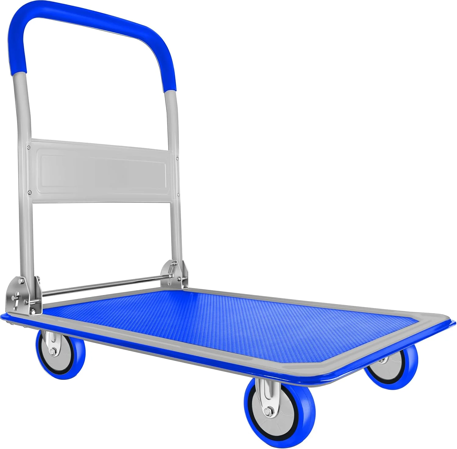 چرخ دستی حمل بار تاشو Wellmax، سکوی متحرک، با قابلیت چرخش 360 درجه و ظرفیت تحمل وزن 150 کیلوگرم، رنگ آبی