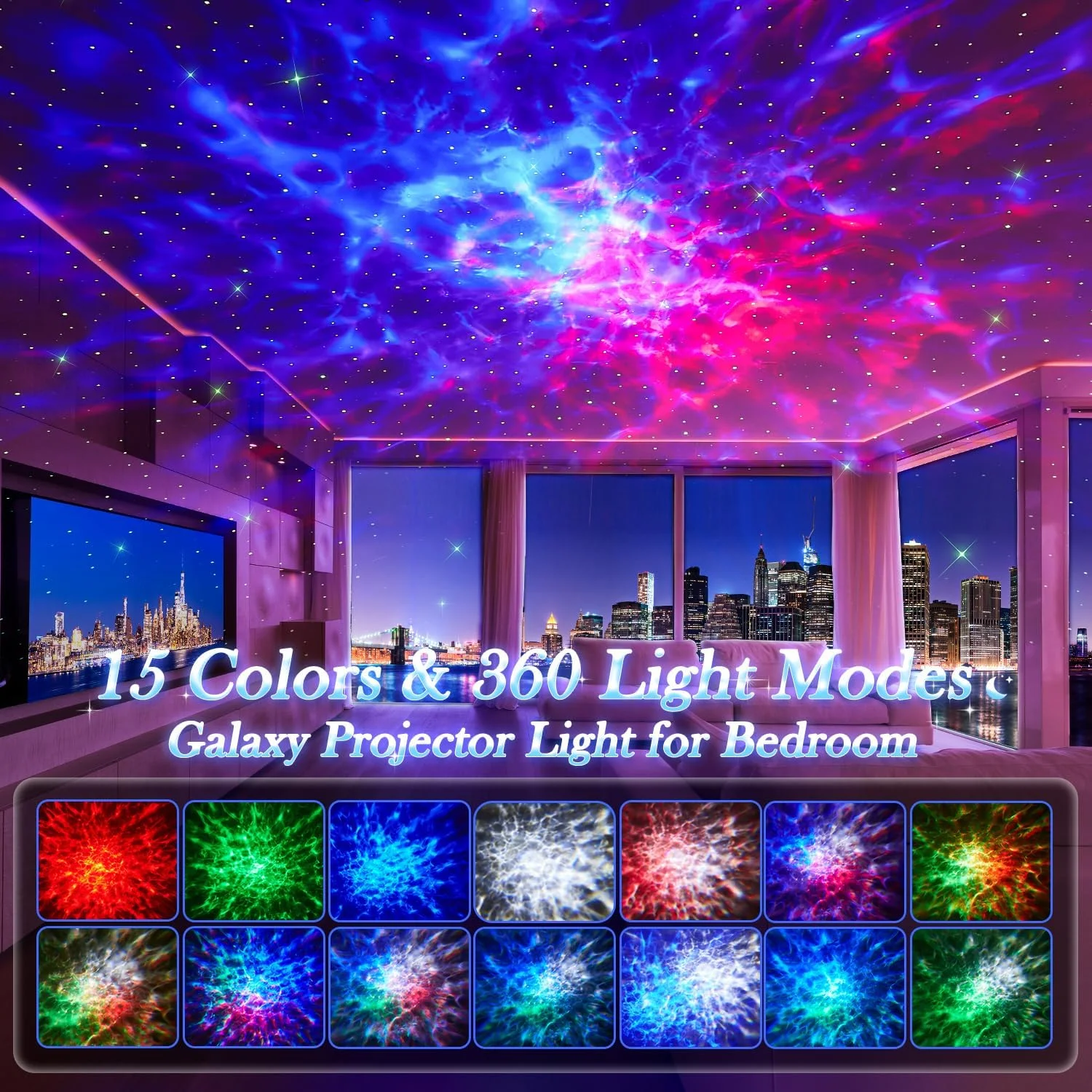 PIKOY Galaxy Projector, 105 Light Modes, 15 Colors, Bluetooth Speaker, White Noise Machine, Remote Control, 7 Brightness Levels, Star Lights Projector for Bedroom PIKOY Galaxy Projector, 105 Light Modes, 15 Colors, Bluetooth Speaker, White Noise Machine, Remote Control, 7 Brightness Levels, Star Lights Projector for Bedroom