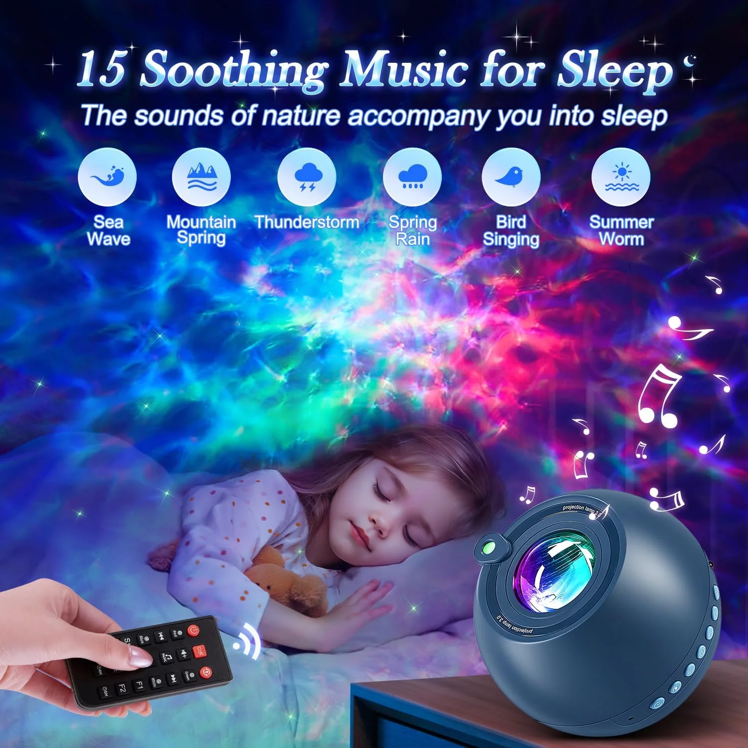 PIKOY Galaxy Projector, 105 Light Modes, 15 Colors, Bluetooth Speaker, White Noise Machine, Remote Control, 7 Brightness Levels, Star Lights Projector for Bedroom PIKOY Galaxy Projector, 105 Light Modes, 15 Colors, Bluetooth Speaker, White Noise Machine, Remote Control, 7 Brightness Levels, Star Lights Projector for Bedroom
