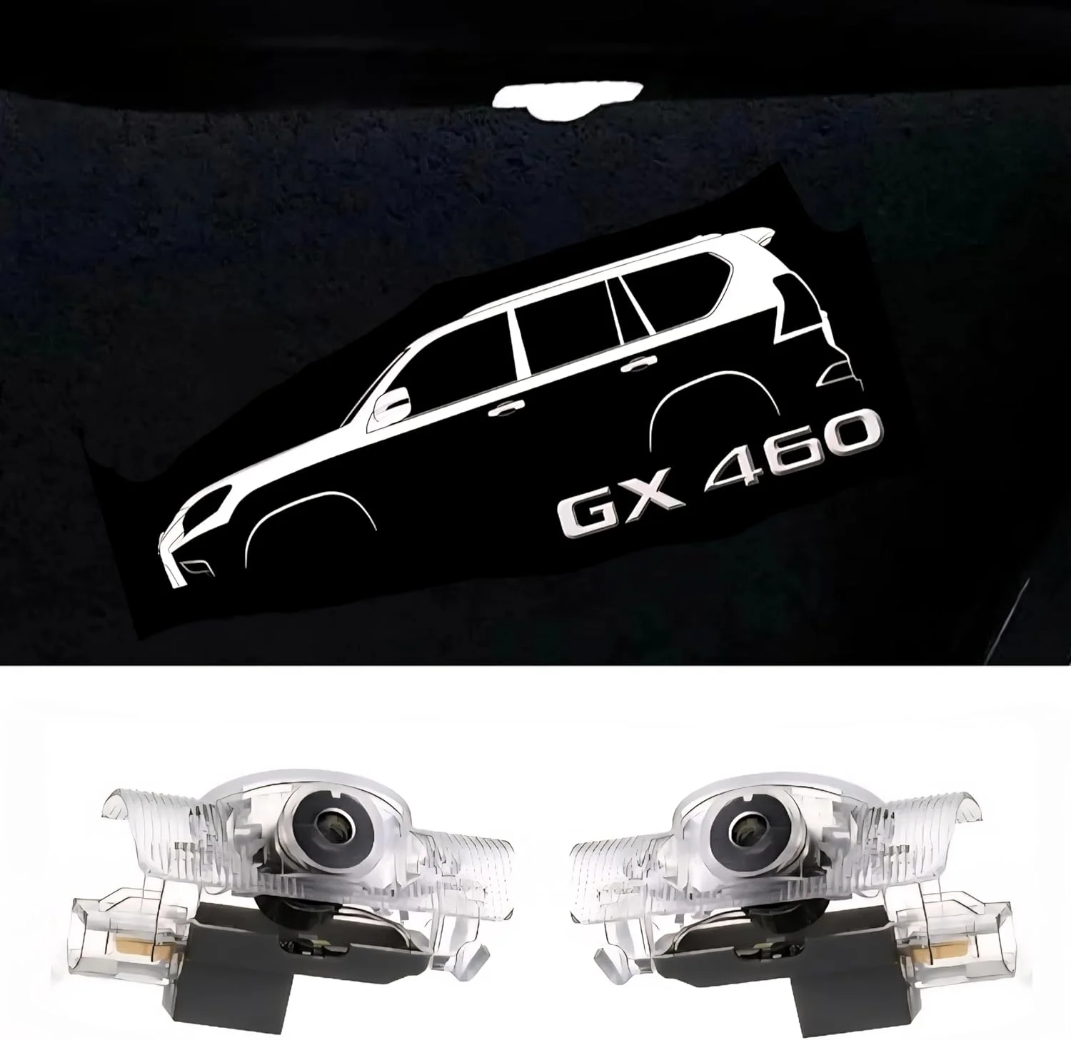 چراغ لوگو درب خودرو لکسوس GX460، چراغ پروژکتور LED لکسوس GX 460، مدل های 2010-2024، نصب آسان، لوگوی طراحی ویژه فوق العاده روشن، 2 عدد