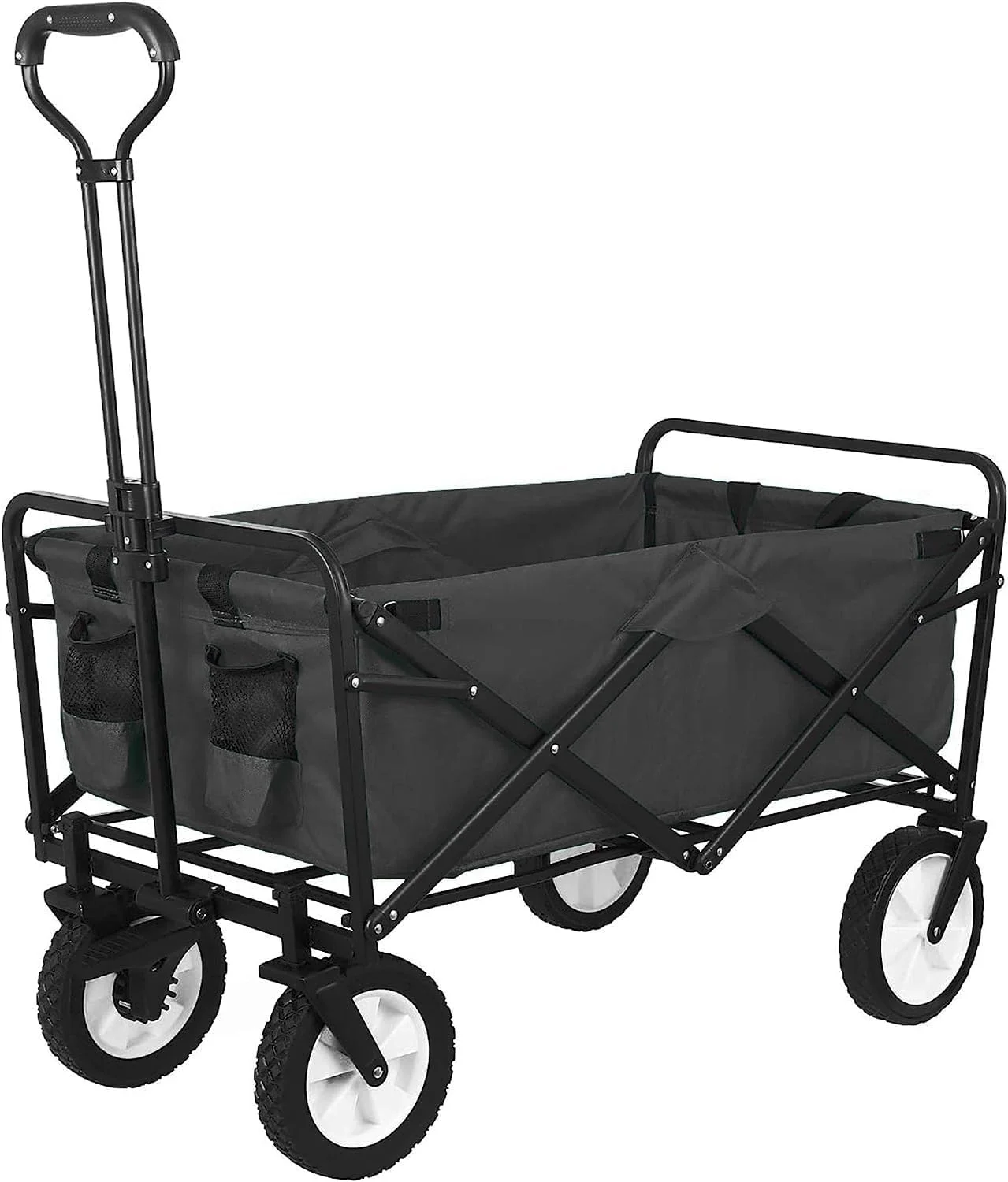 چرخ دستی واگنی تاشو سنگین Egardenkart - چرخ دستی تاشو برای خرید، کمپینگ، ساحل، پیک نیک | چرخ دستی خرید با دسته قابل تنظیم و چرخ های 360 درجه | چرخ دستی کمپینگ چند منظوره (مشکی)