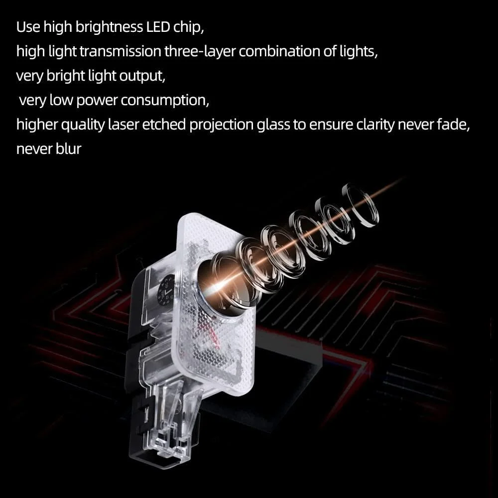 چراغ لوگو LED درب خودرو برای ولوو، پروژکتور لوگو چراغ های گودال LED چراغ درب خودرو پروژکتور لوازم جانبی روشنایی ورودی خودرو لوازم جانبی چراغ درب برای XC90 XC60 XC40 S90 S60 V90 V60