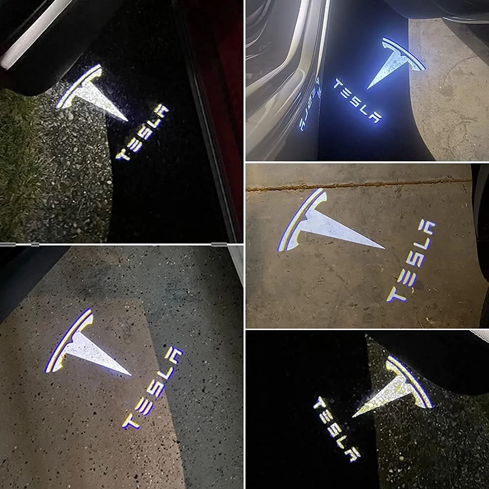 چراغ های درب خودرو پروژکتور لوگو برای مدل 3 Y S X، چراغ سایه شبح لیزری سه بعدی فوق العاده روشن LED، چراغ خوش آمدگویی پله ای برای لوازم جانبی مدل 3 Y S X، نصب آسان (4 عدد)