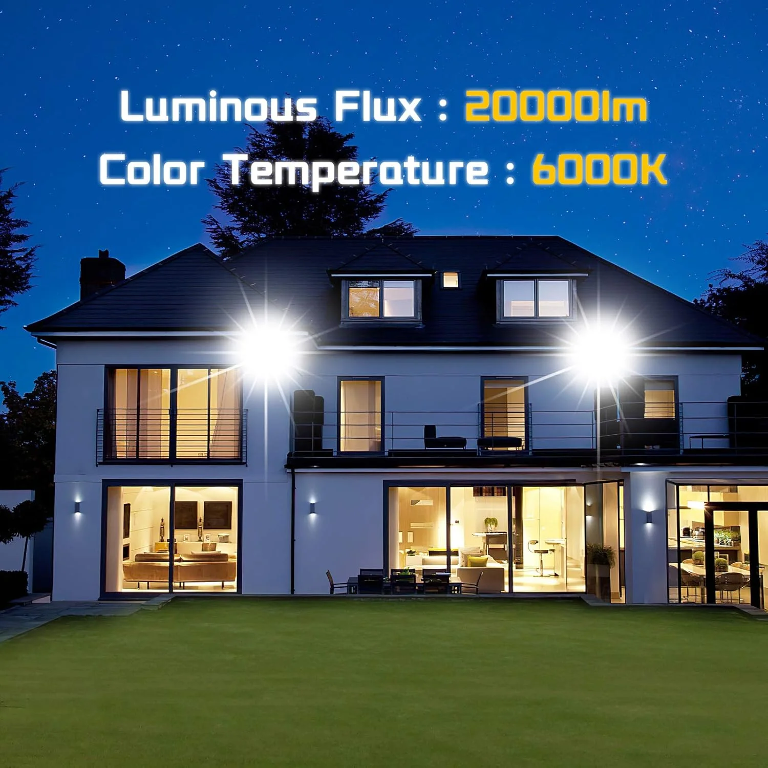 چراغ های پروژکتوری ال ای دی 200 وات، 20000 لومن فوق العاده روشن، 100-277 ولت مناسب فضای باز، ضد آب IP66، نور سفید 6000K