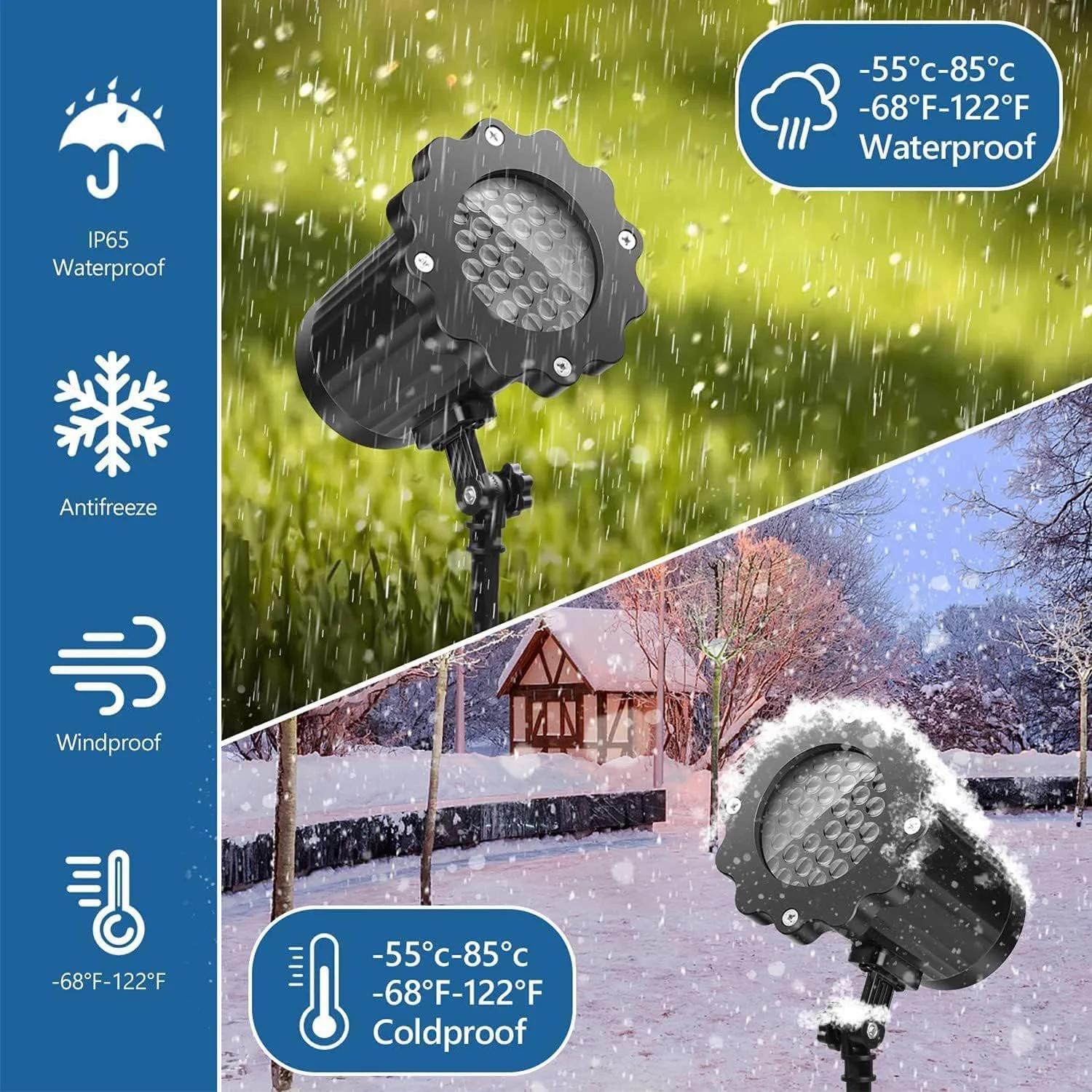 چراغ پروژکتور دانه برف کریسمس TAPIT، نورپردازی چرخشی و پویا LED طرح طوفان برف، ضد آب IP65 مناسب دکور باغ، حیاط و مهمانی های تعطیلات کریسمس (تکی) چراغ پروژکتور دانه برف کریسمس TAPIT، نورپردازی چرخشی و پویا LED طرح طوفان برف، ضد آب IP65 مناسب دکور باغ، حیاط و مهمانی های تعطیلات کریسمس (تکی)