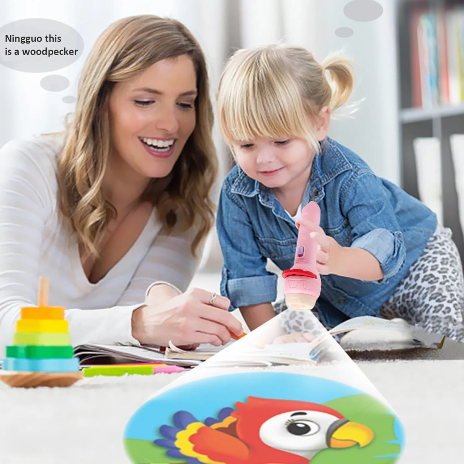 چراغ قوه پروژکتور کودکانه Toy Imagine™ با 3 اسلاید تصویری – 24 تصویر فرافکنی، چراغ خواب اسباب بازی برای قصه های قبل از خواب و بازی تخیلی – اسباب بازی های آموزشی برای پسران و دختران 2-5 سال