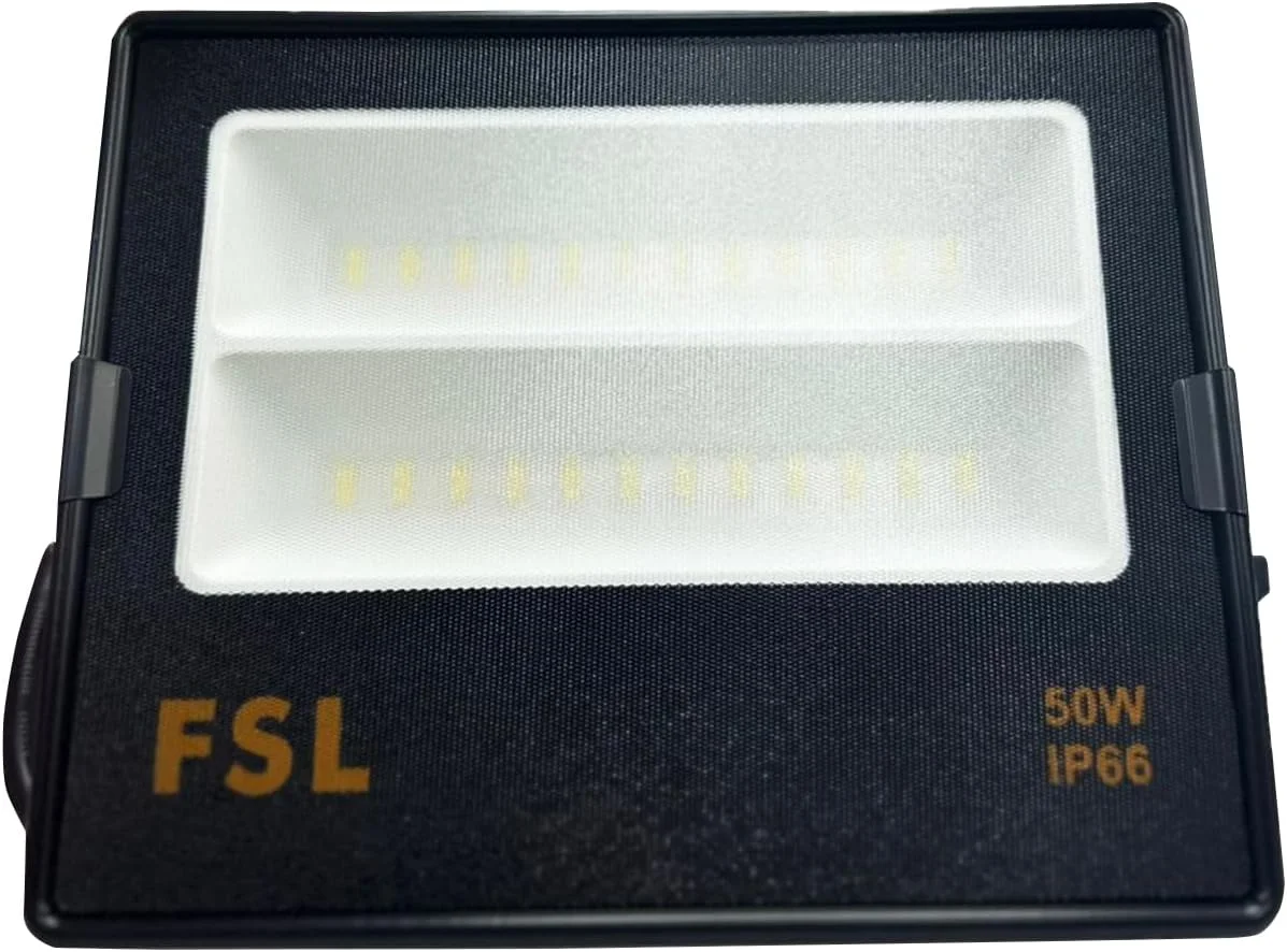 چراغ پروژکتور ال ای دی FSL 50 وات، ضد آب IP66 سفید، ایده آل برای پارکینگ، استادیوم ورزشی و سایر فضاهای باز - KYLAQ