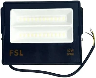 چراغ پروژکتور ال ای دی FSL با توان 50 وات، ضد آب و هوا IP66، سفید، ایده آل برای پارکینگ، استادیوم ورزشی و سایر فضاهای باز