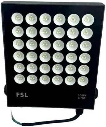 چراغ پروژکتور ال ای دی FSL 100 وات | ضد آب IP66 | 6500K سفید | ایده آل برای باغ، حیاط، انبار، استادیوم و گاراژ - KYLAQ