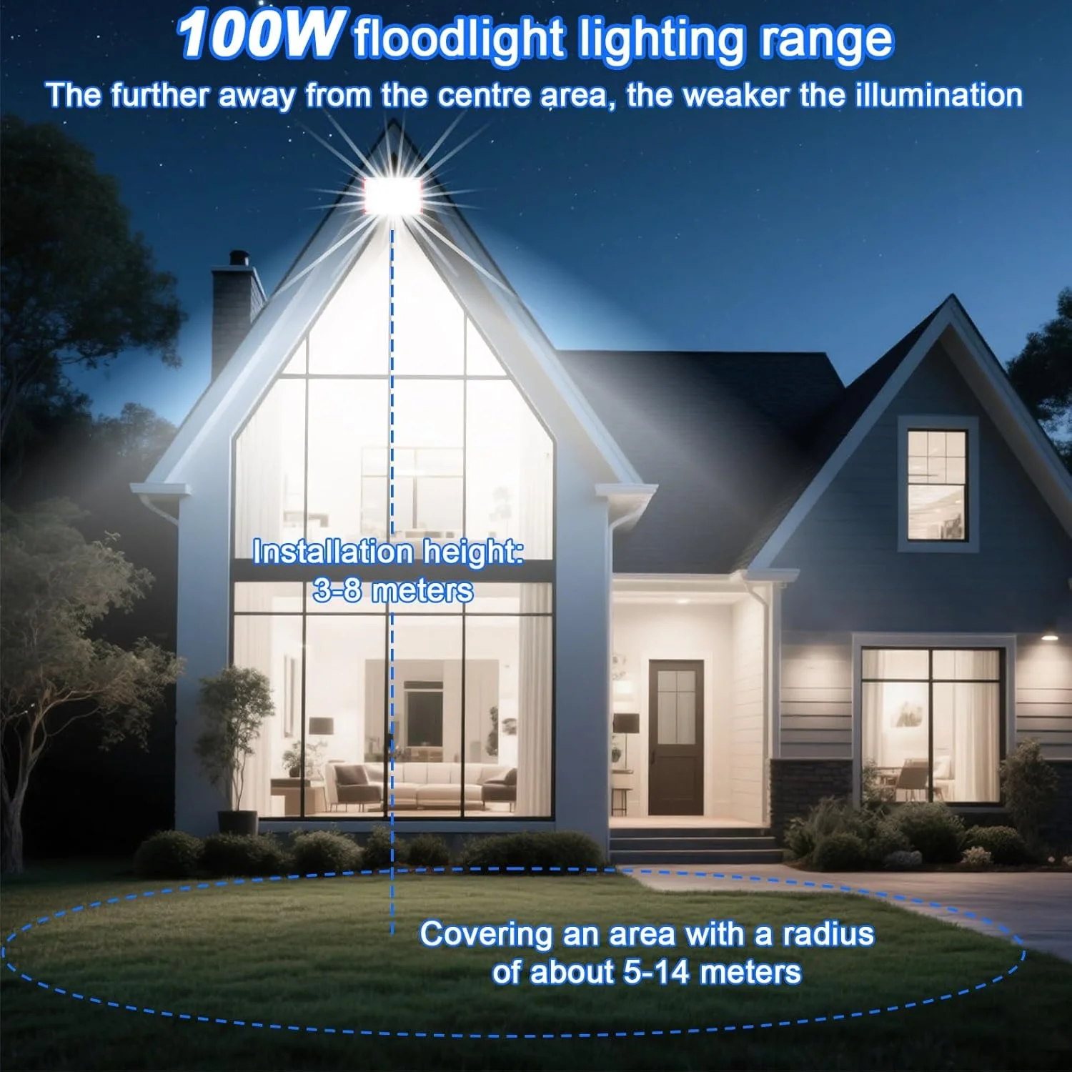 چراغ LED پروژکتوری بیرونی 100 وات 10000 لومن، 6500K چراغ کار LED ضد آب IP66 نورافکن های سفید سرد، چراغ امنیتی برای انبار باغ زمین ورزشی گاراژ حیاط چراغ LED پروژکتوری بیرونی 100 وات 10000 لومن، 6500K چراغ کار LED ضد آب IP66 نورافکن های سفید سرد، چراغ امنیتی برای انبار باغ زمین ورزشی گاراژ حیاط