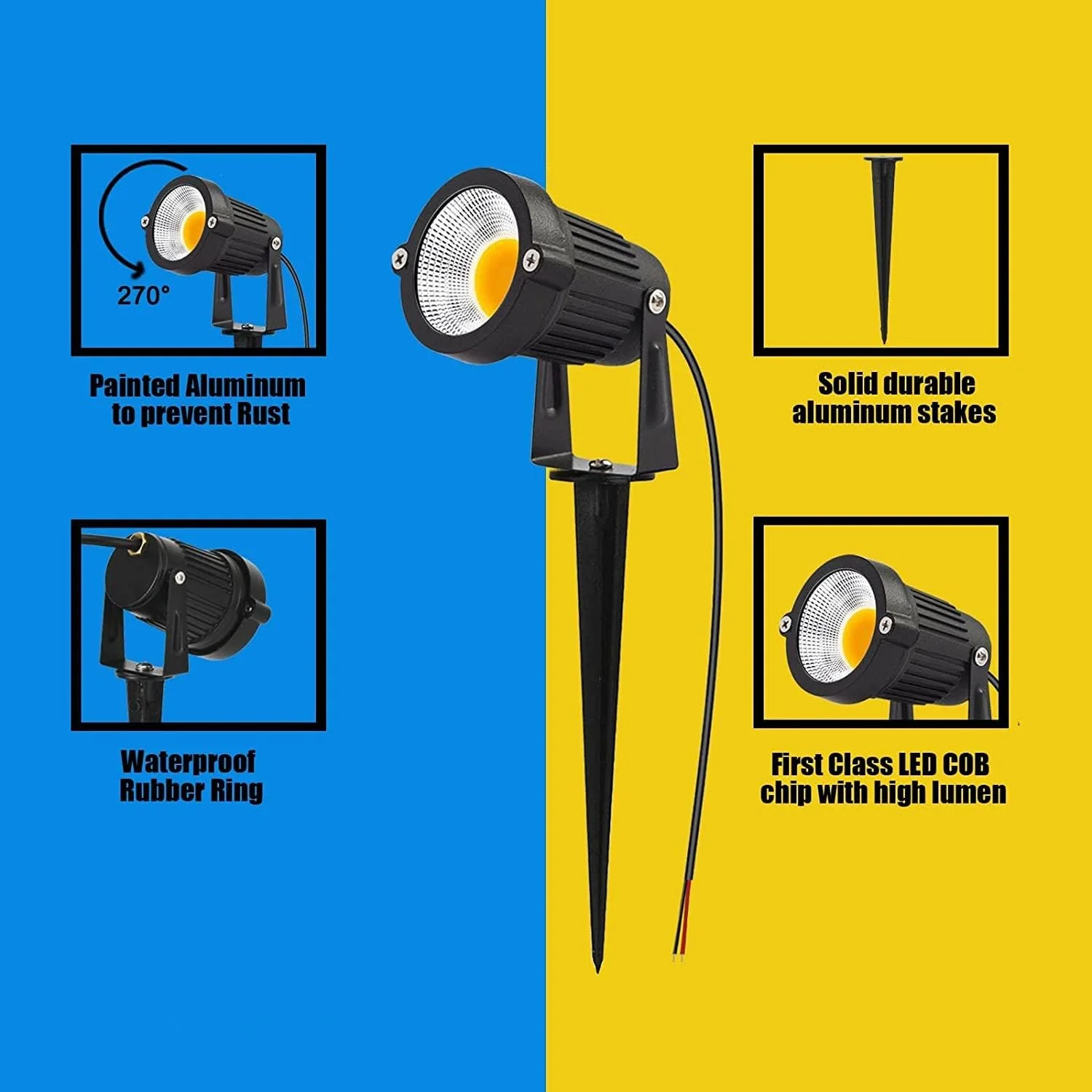 چراغ های LED محوطه سازی بیرونی Zellux 12 وات ضد آب IP65 چراغ های باغی COB LED با پایه میخ دار برای لامپ تزئینی چمن (بسته 4 عددی) (سفید گرم) چراغ های LED محوطه سازی بیرونی Zellux 12 وات ضد آب IP65 چراغ های باغی COB LED با پایه میخ دار برای لامپ تزئینی چمن (بسته 4 عددی) (سفید گرم)