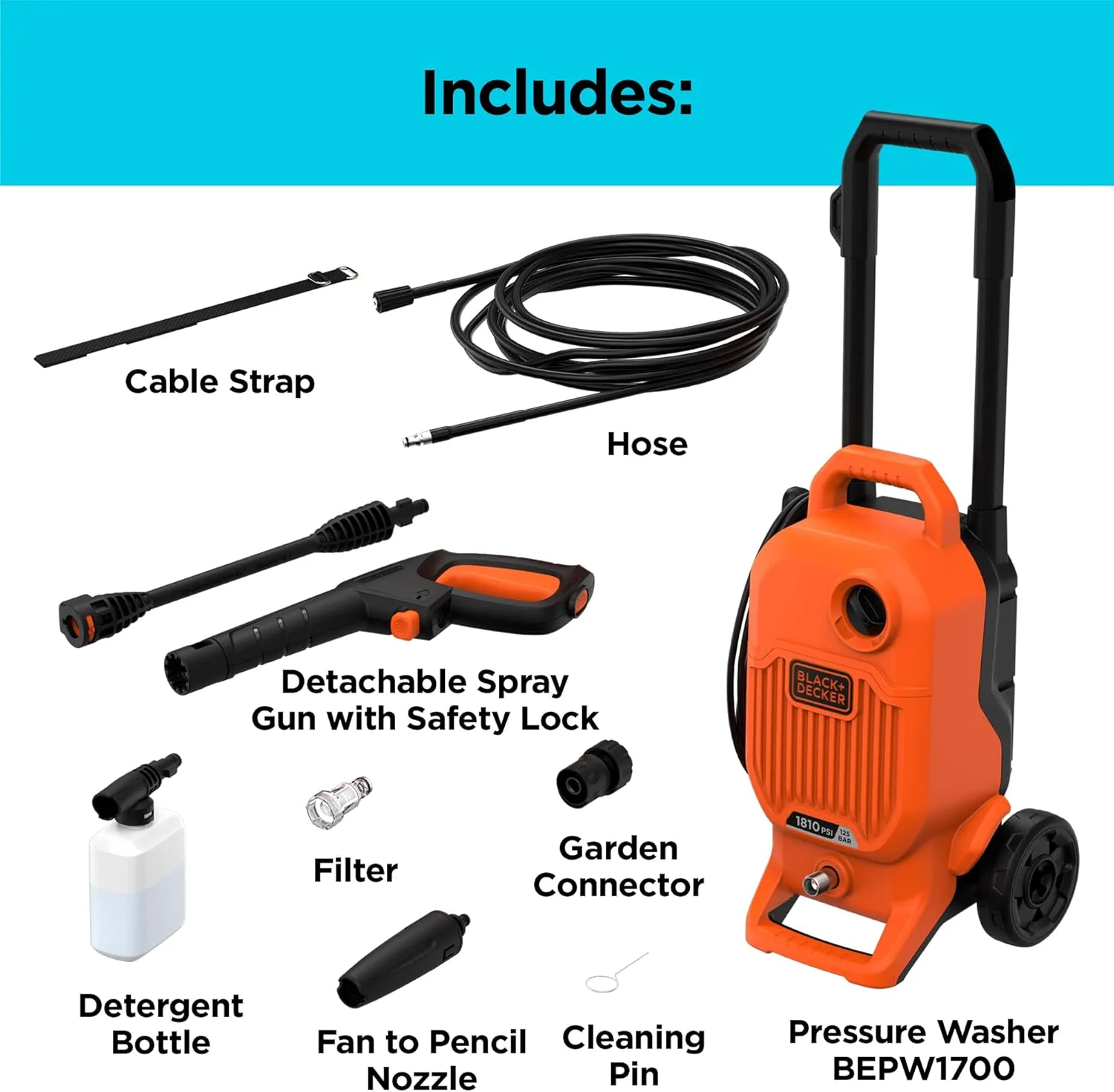 کارواش بلک اند دکر 1700 وات 125 بار/1800 PSI