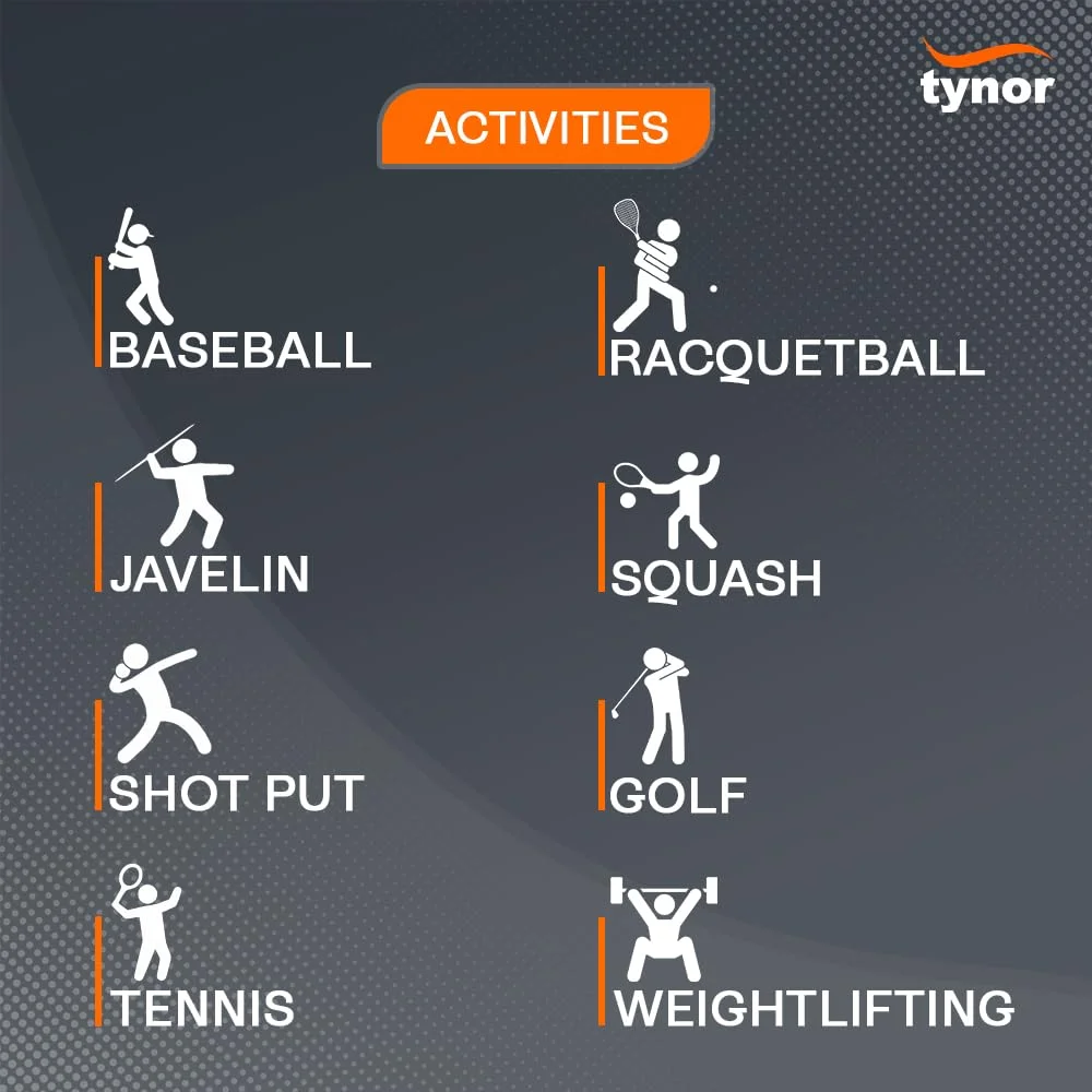 آرنج بند فشاری TYNOR برای بانوان و آقایان - آستین محافظ آرنج برای درمان آرنج، تمرینات ورزشی، وزنه برداری، بندهای کشسان برای تناسب کامل - مشکی و نارنجی، بزرگ، 1 عدد