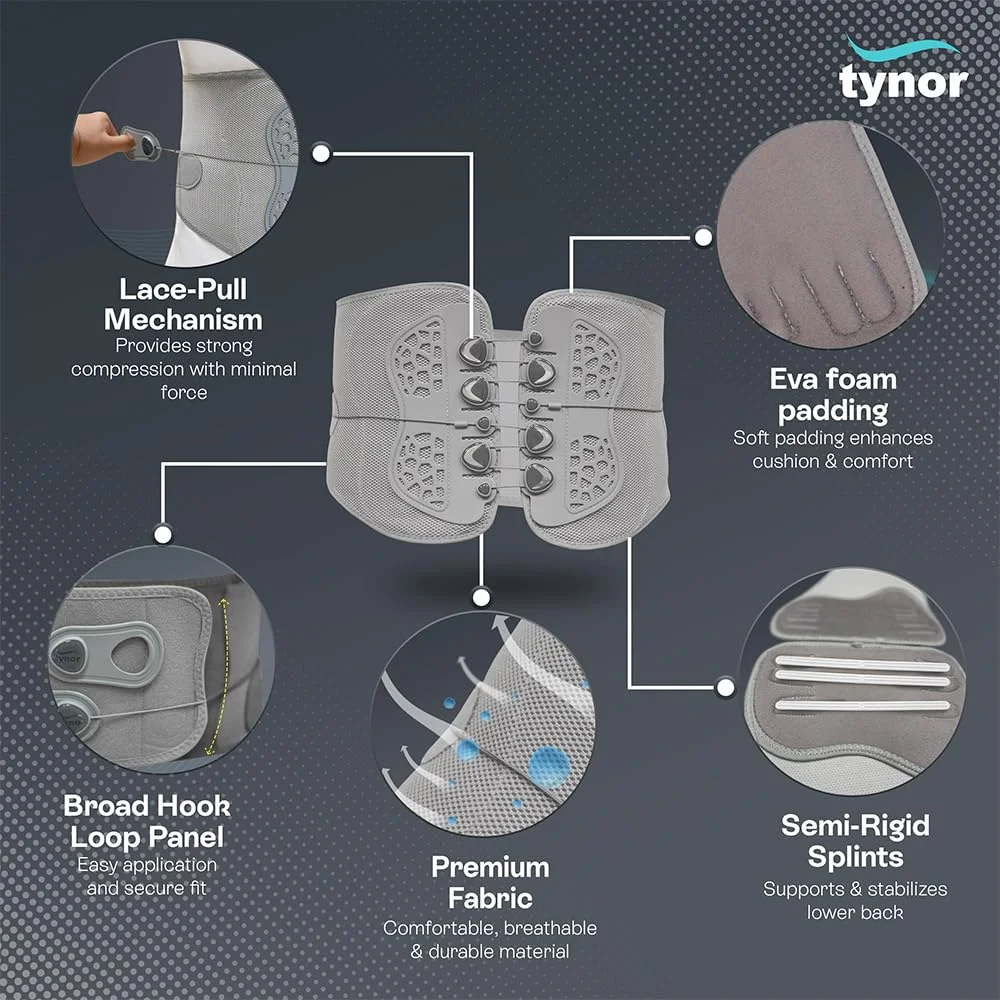 کمربند کمری کشی Tynor، خاکستری، XXL/XXXL، یک عدد