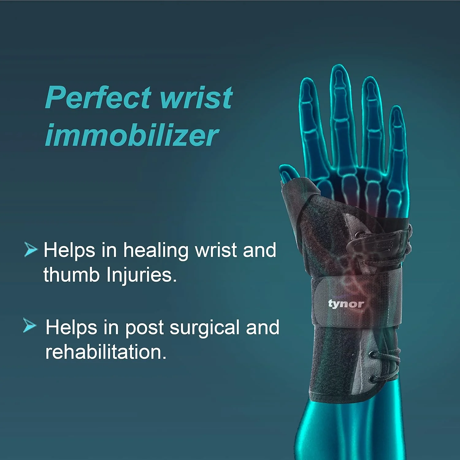 مچ بند آتل دار تایور با شست، مشکی، کوچک، 1 عدد