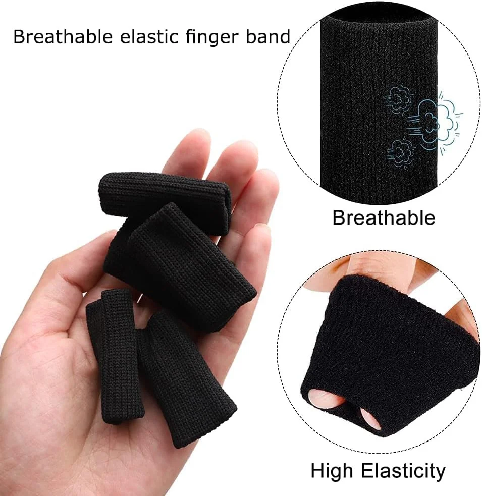 محافظ انگشت کاست ویو، 20 عدد محافظ انگشت، آستین انگشتی ورزشی، محافظ انگشت شست، آستین انگشتی الاستیک برای تسکین درد و انگشت ماشه ای (مشکی + رنگ پوست)