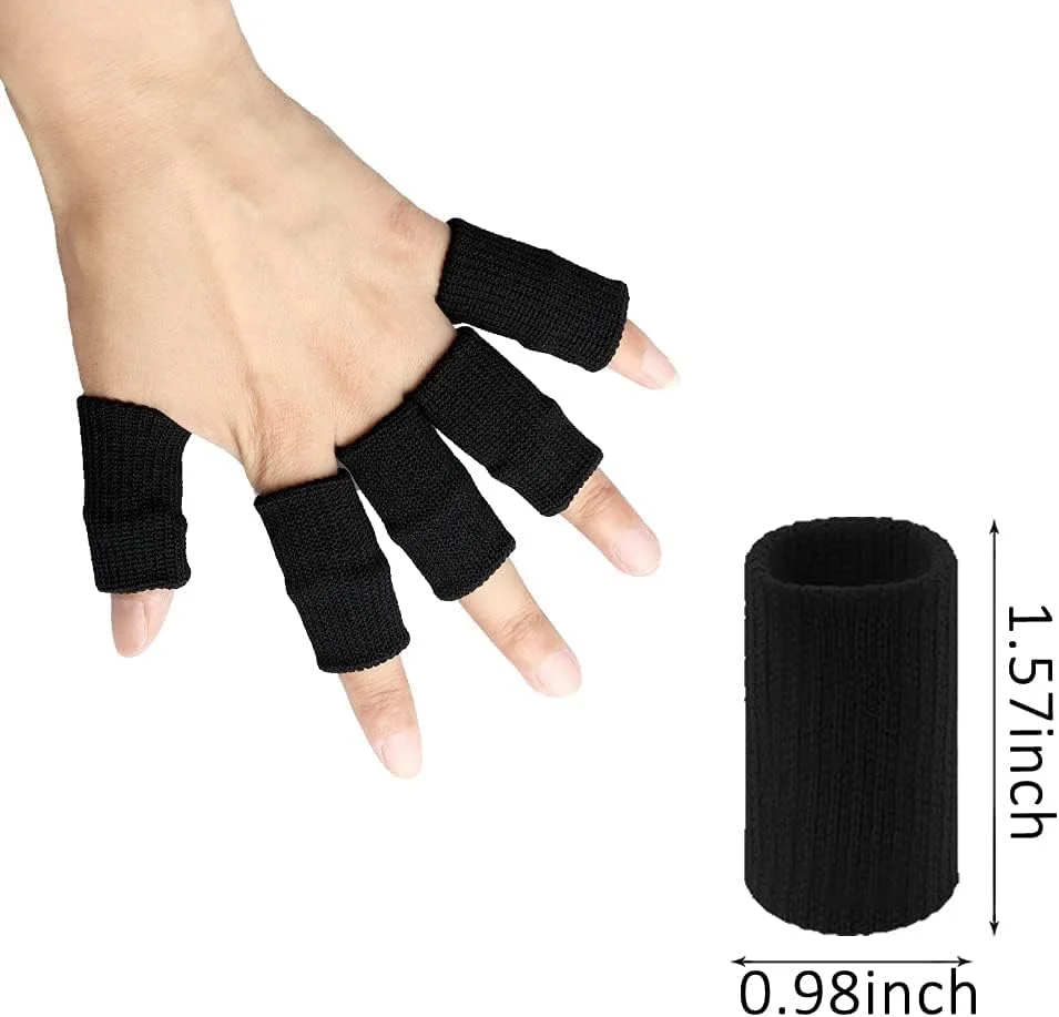 محافظ انگشت کاست ویو، 20 عدد محافظ انگشت، آستین انگشتی ورزشی، محافظ انگشت شست، آستین انگشتی الاستیک برای تسکین درد و انگشت ماشه ای (مشکی + رنگ پوست)