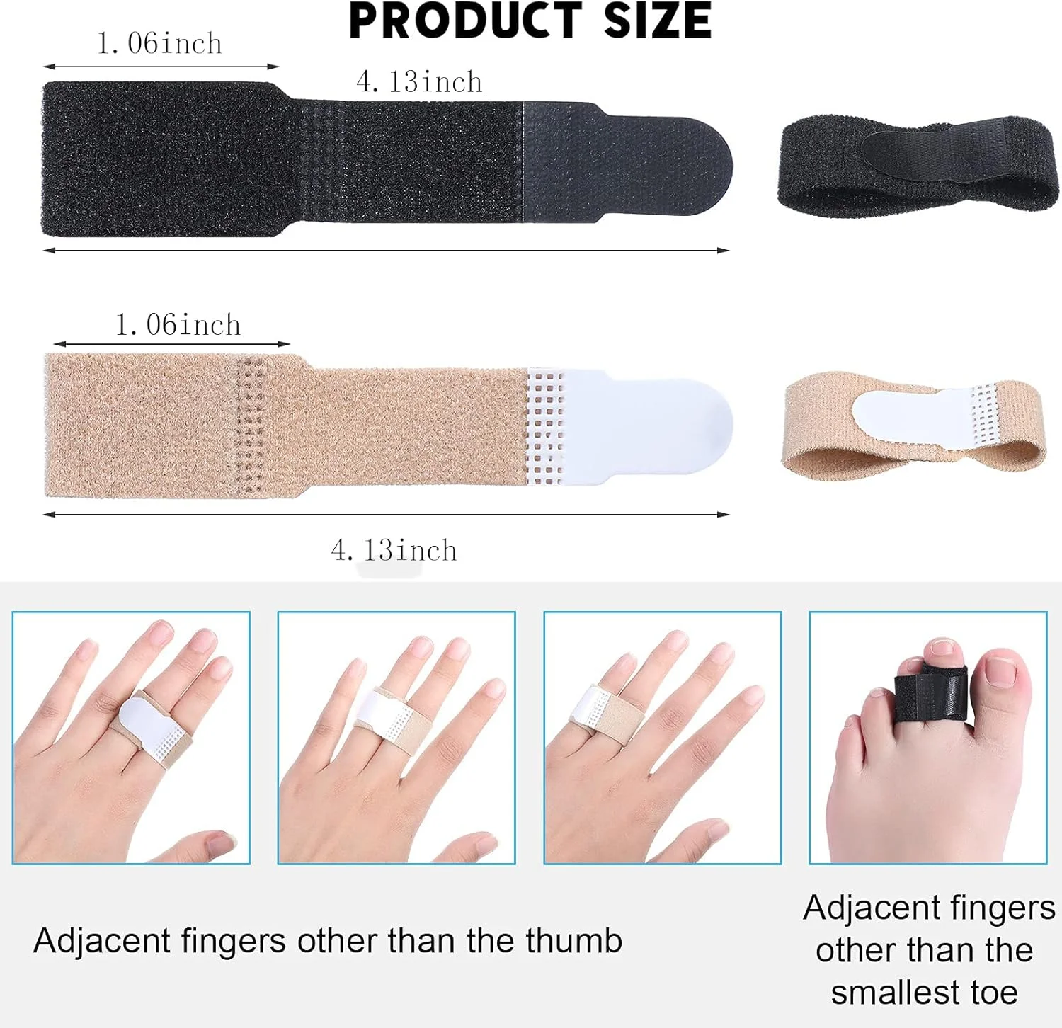 نگهدارنده انگشت کاست ویو، 16 عدد، مناسب برای انگشتان شکسته، پیچ خورده، آسیب دیده، متورم یا در رفتگی مفصل، 8 عدد مشکی و 8 عدد بژ