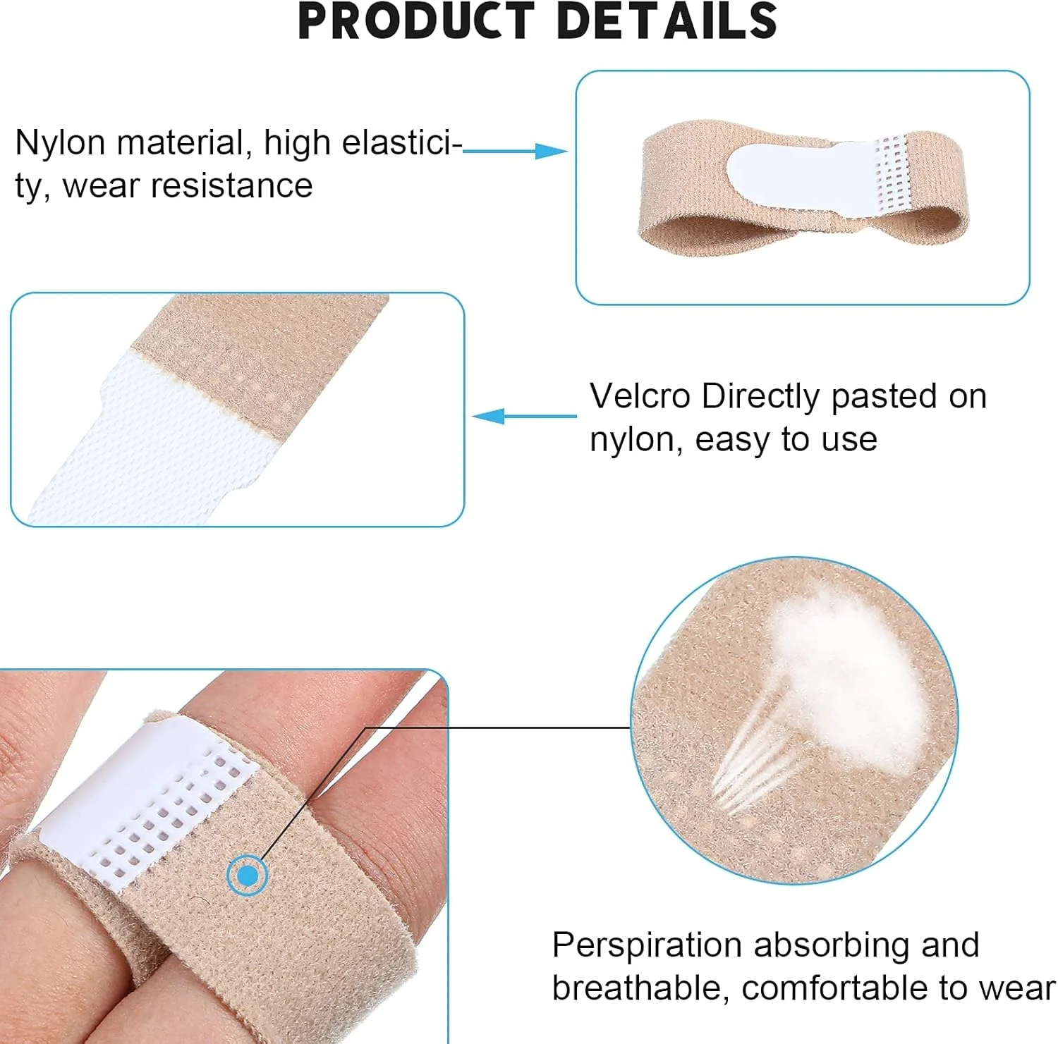 نگهدارنده انگشت کاست ویو، 16 عدد، مناسب برای انگشتان شکسته، پیچ خورده، آسیب دیده، متورم یا در رفتگی مفصل، 8 عدد مشکی و 8 عدد بژ