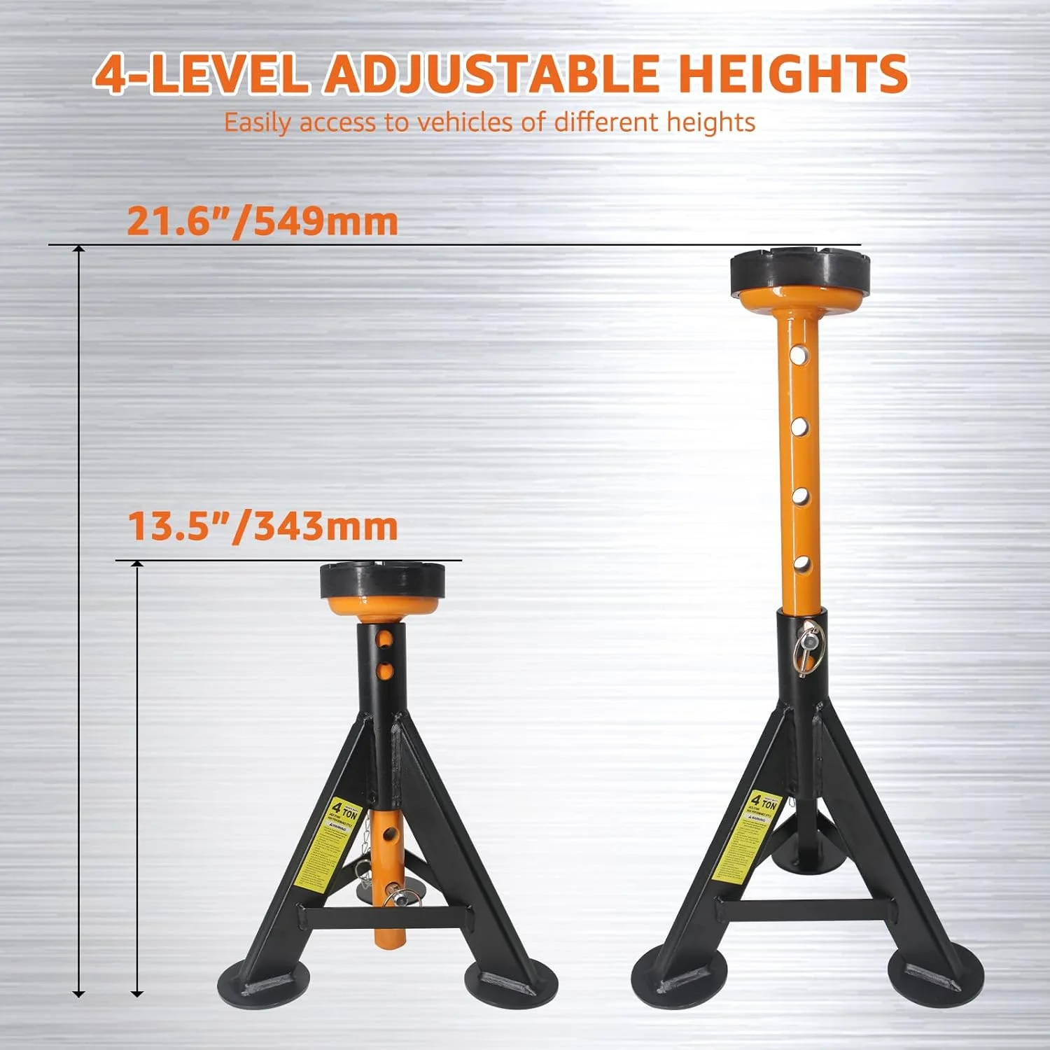 جک خرک 4 تنی BESTOOL، خرک با پین های قفل ایمنی، ظرفیت 3600 کیلوگرم، بسته 2 عددی (مشکی) جک خرک 4 تنی BESTOOL، خرک با پین های قفل ایمنی، ظرفیت 3600 کیلوگرم، بسته 2 عددی (مشکی)