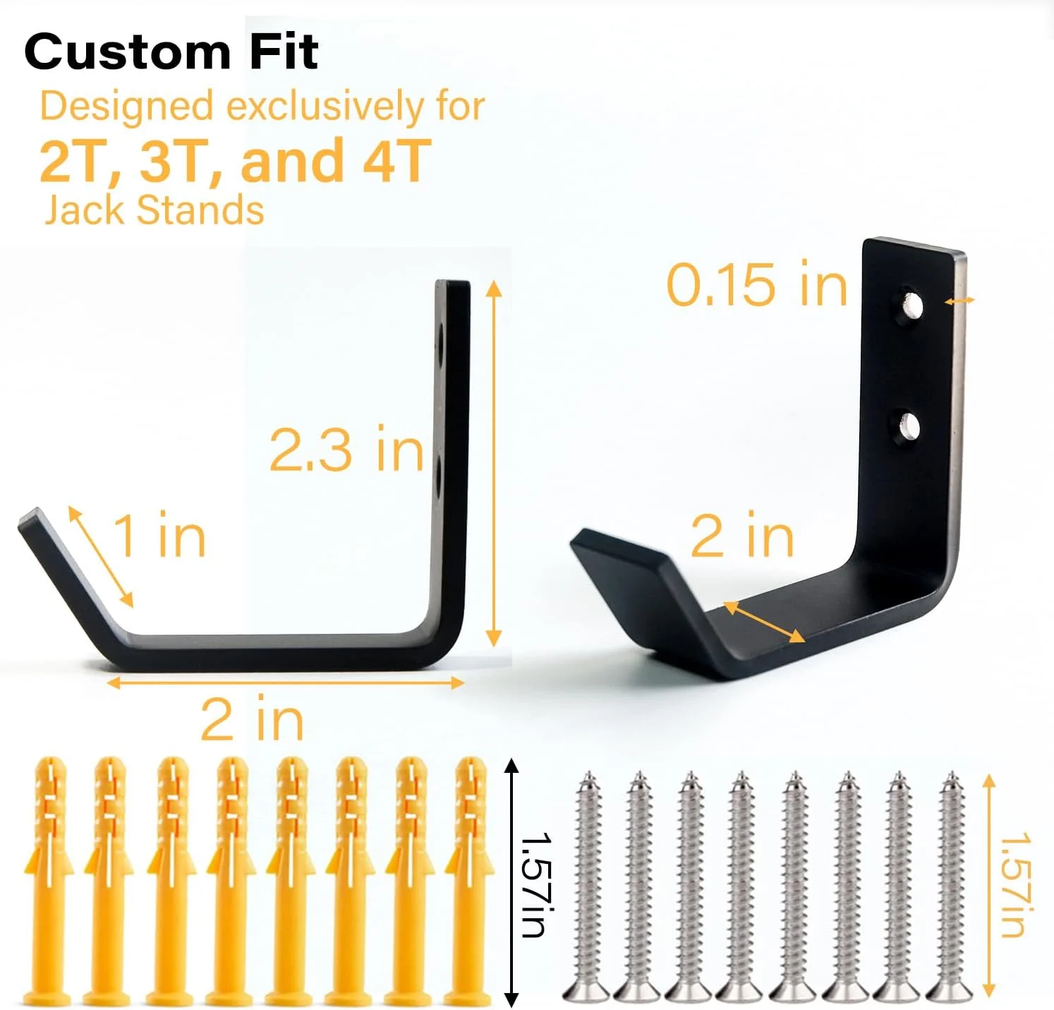 آویز دیواری جک پایه خودرو آکوکو، بسته 4 عددی، نگهدارنده استیل ضد زنگ مقاوم مناسب برای جک پایه های 2، 3 و 4 تنی