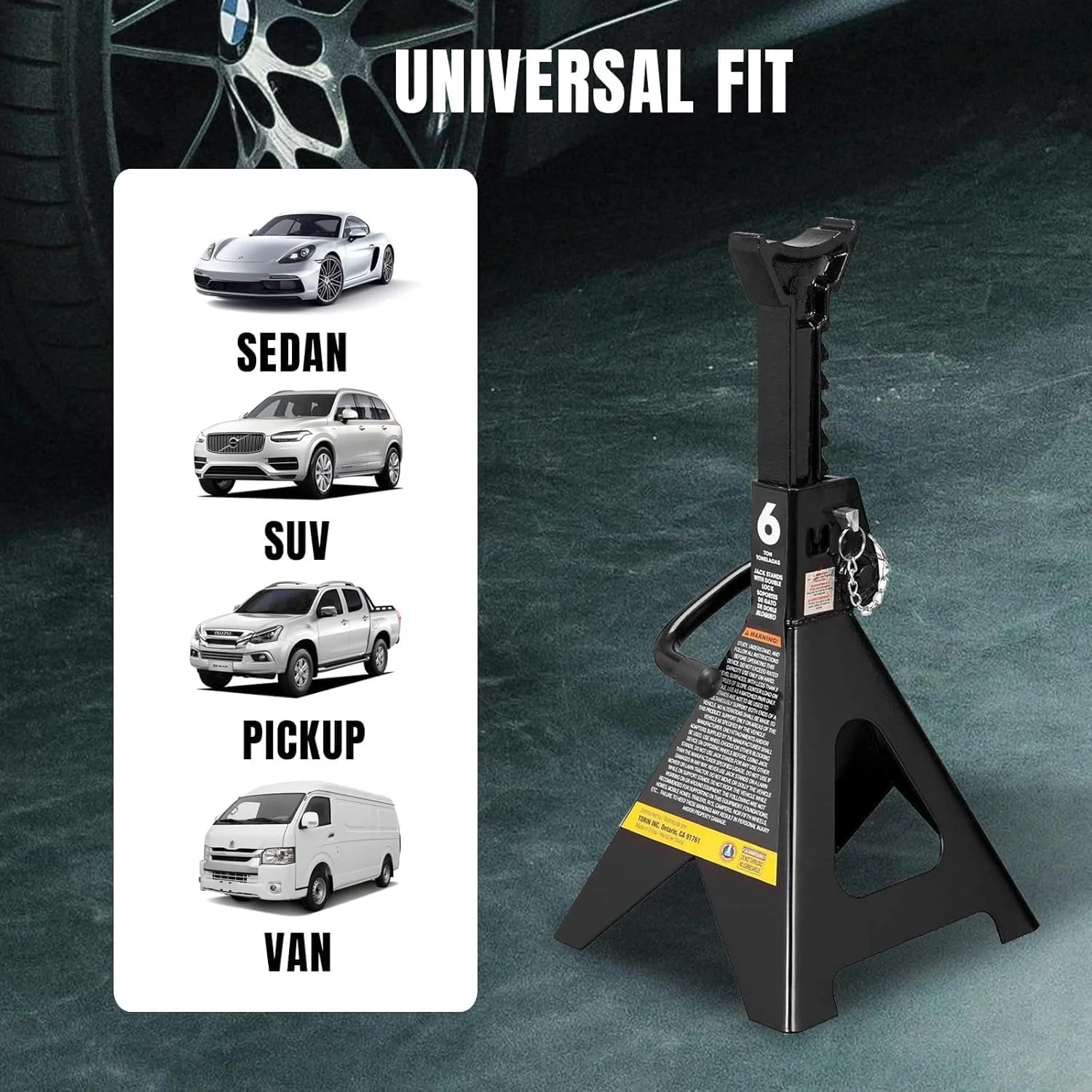 جک خرک فولادی دو قفله تورین مدل BIG RED AT46002ABR، بسته 2 عددی، 6 تن (12000 پوند)، مشکی جک خرک فولادی دو قفله تورین مدل BIG RED AT46002ABR، بسته 2 عددی، 6 تن (12000 پوند)، مشکی