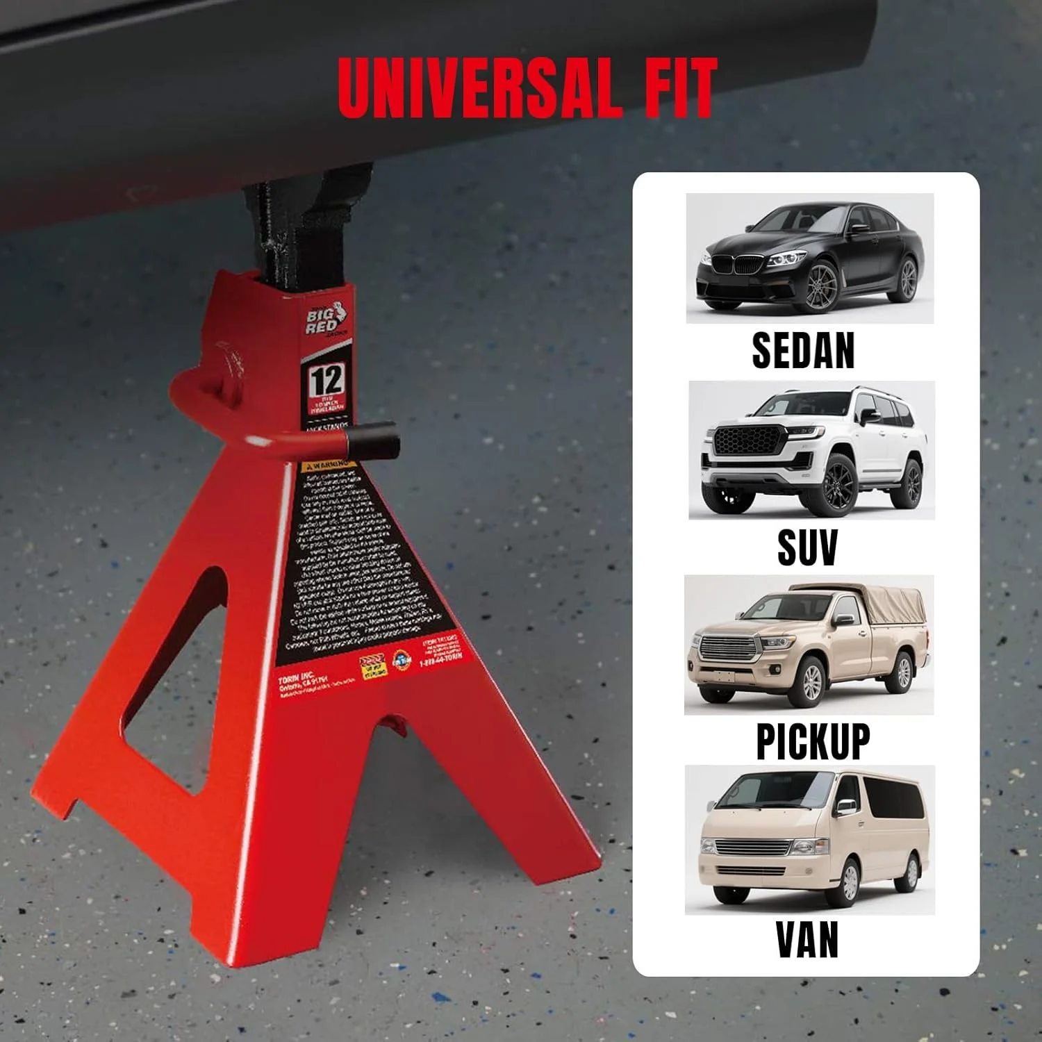 خرک های فلزی تورین BIG RED: ظرفیت 12 تن، 1 جفت خرک های فلزی تورین BIG RED: ظرفیت 12 تن، 1 جفت