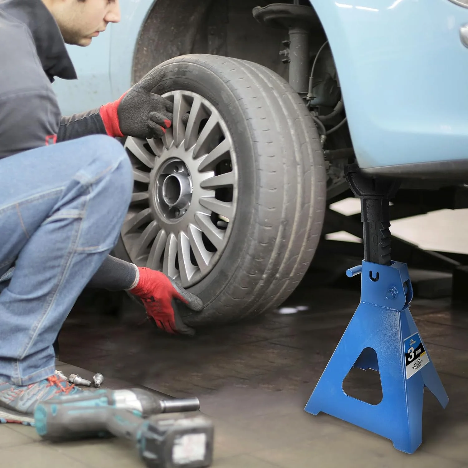 جک خرک اتومبیل BLACKHORSE-RACING با ظرفیت 3 تن (6000 پوند)، خرک بالابر فولادی سنگین برای گاراژها و تعمیرگاه ها، ارتفاع قابل تنظیم 11.4 تا 16.8 اینچ، 1 جفت جک خرک اتومبیل BLACKHORSE-RACING با ظرفیت 3 تن (6000 پوند)، خرک بالابر فولادی سنگین برای گاراژها و تعمیرگاه ها، ارتفاع قابل تنظیم 11.4 تا 16.8 اینچ، 1 جفت