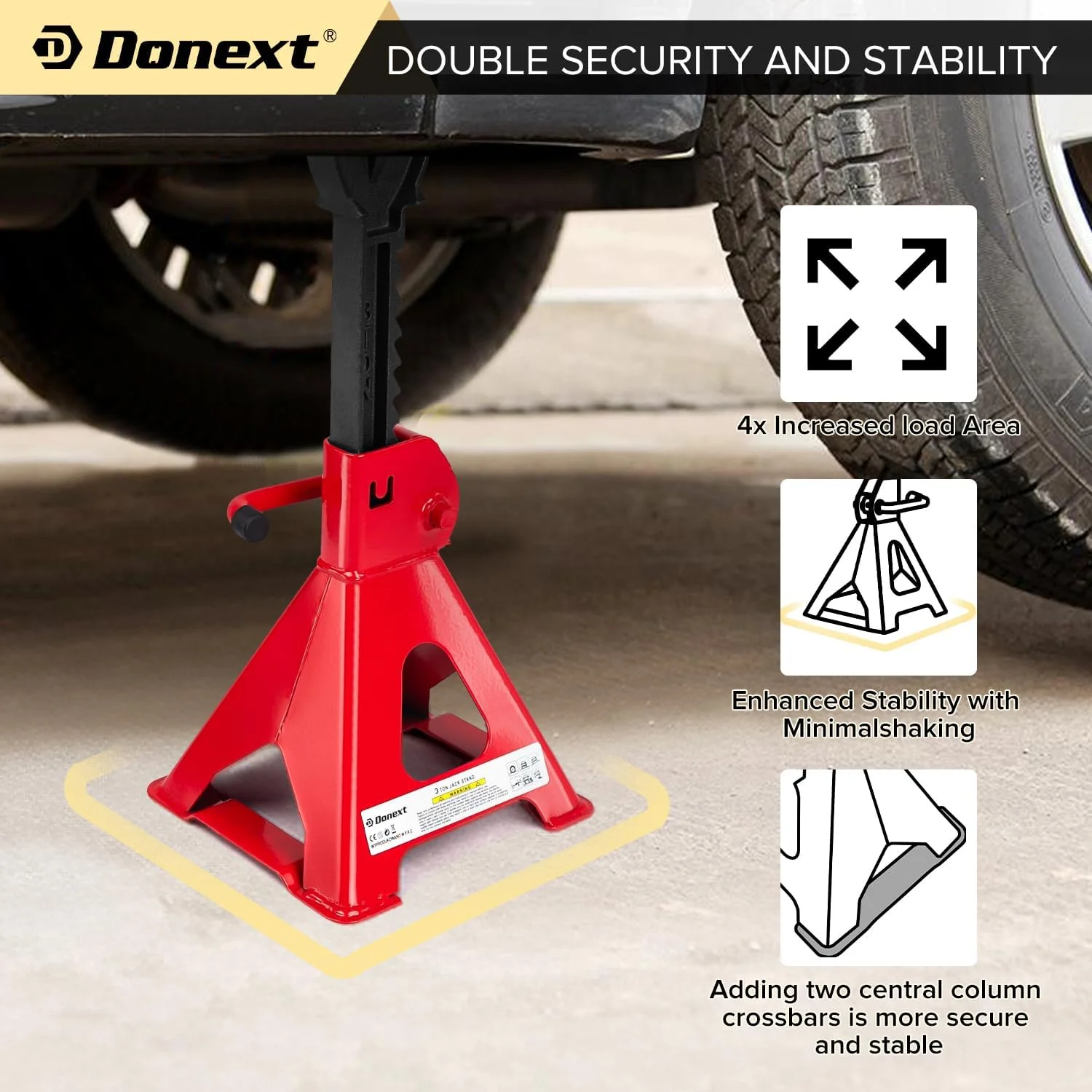 جک خرک دونِکست ۳ تُن (۶۵۰۰ پوند) ظرفیت فولادی، ۱ جفت خرک بالابر قرمز قابل تنظیم