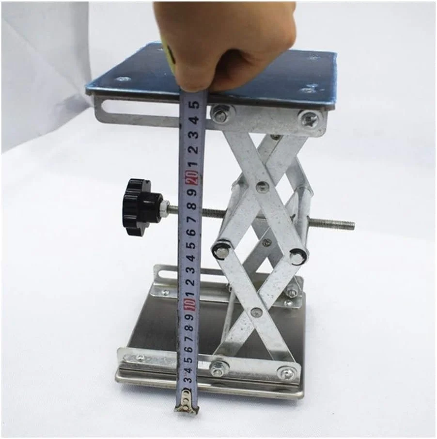 ابزار مکانیکی سکوهای بالابر آزمایشگاهی اکسید آلومینیوم استیل ضد زنگ قابل تنظیم، جک آزمایشگاهی، پایه قیچی، قفسه با عملکرد دستی