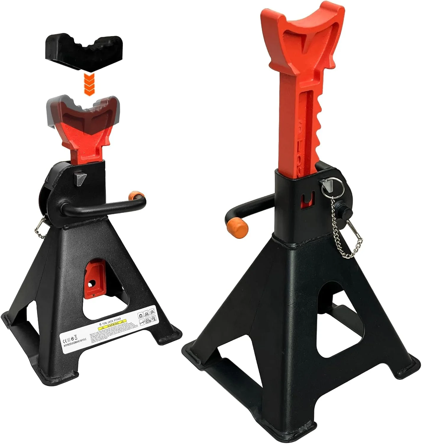 خرک های ارتقا یافته 6 تن (13200 پوند) با 2 میله عرضی و قفل دوبل پین، ایمن و پایدار، خرک های قابل تنظیم 15.35 اینچ - 22.05 اینچ با پدهای لاستیکی برای کامیون ها، خانه، گاراژ، SUV، خودرو، UTV/ATV، 1 جفت