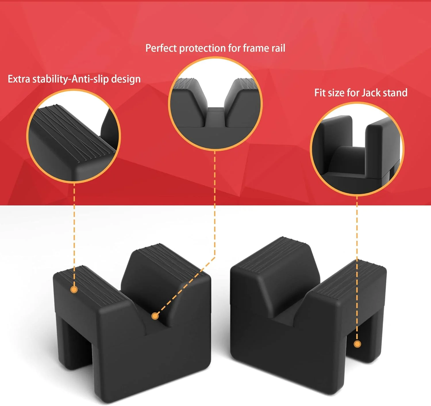 آداپتور پد جک سون اسپارتا برای پایه جک، محافظ جهانی لاستیکی شیاردار ریل قاب (2 عدد)